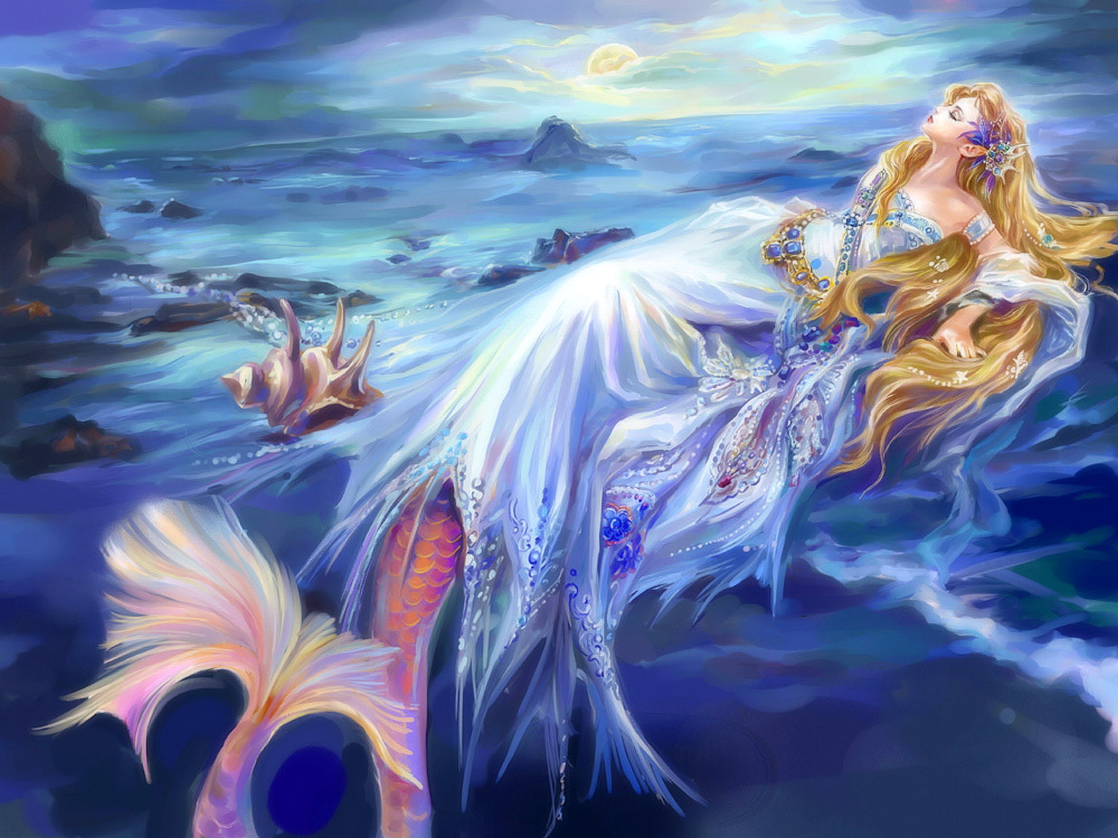 Mermaid HD, mermaid painting, fantasy