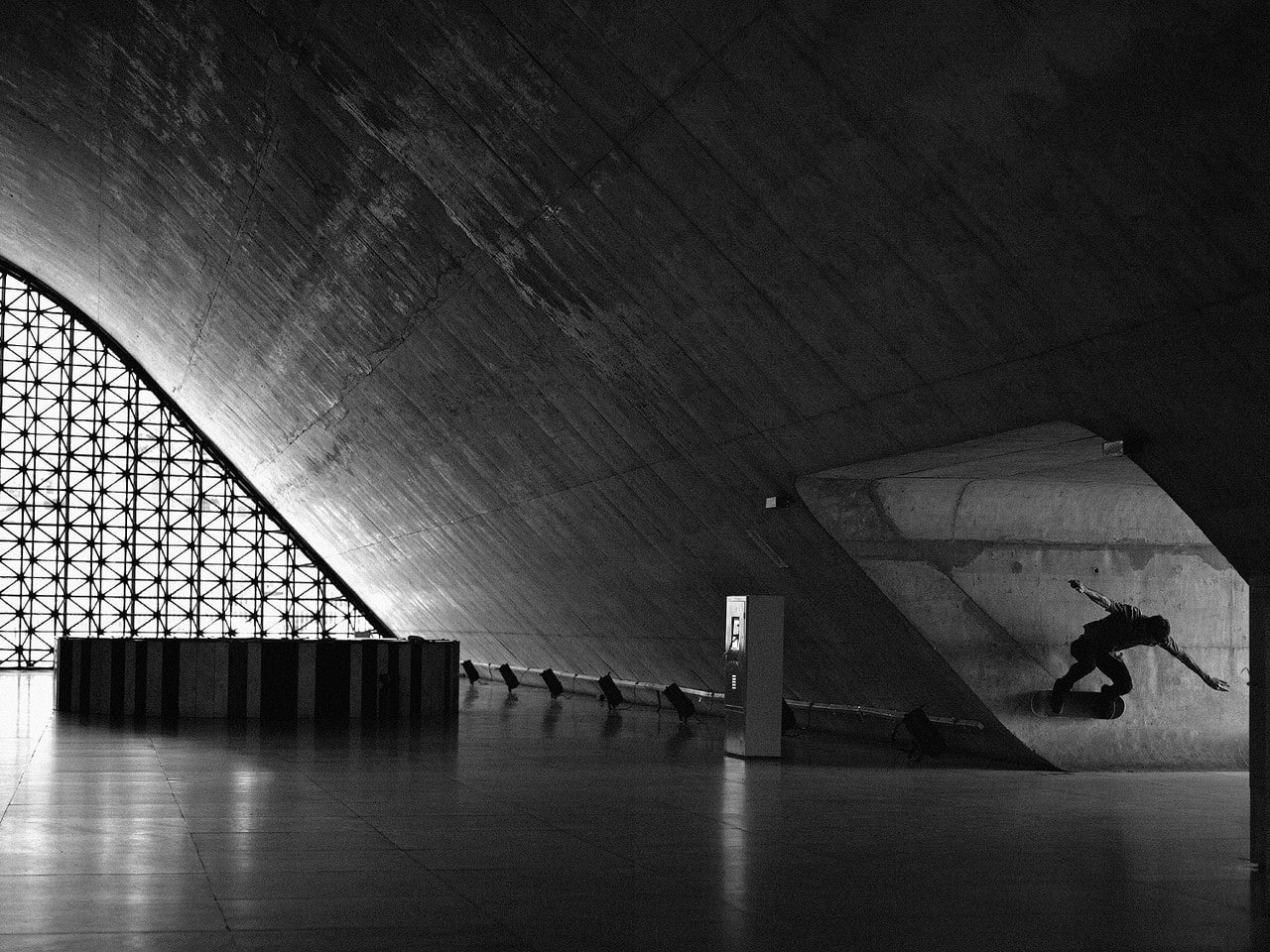 architecture, monochrome, building, Fabiano Rodrigues, skating