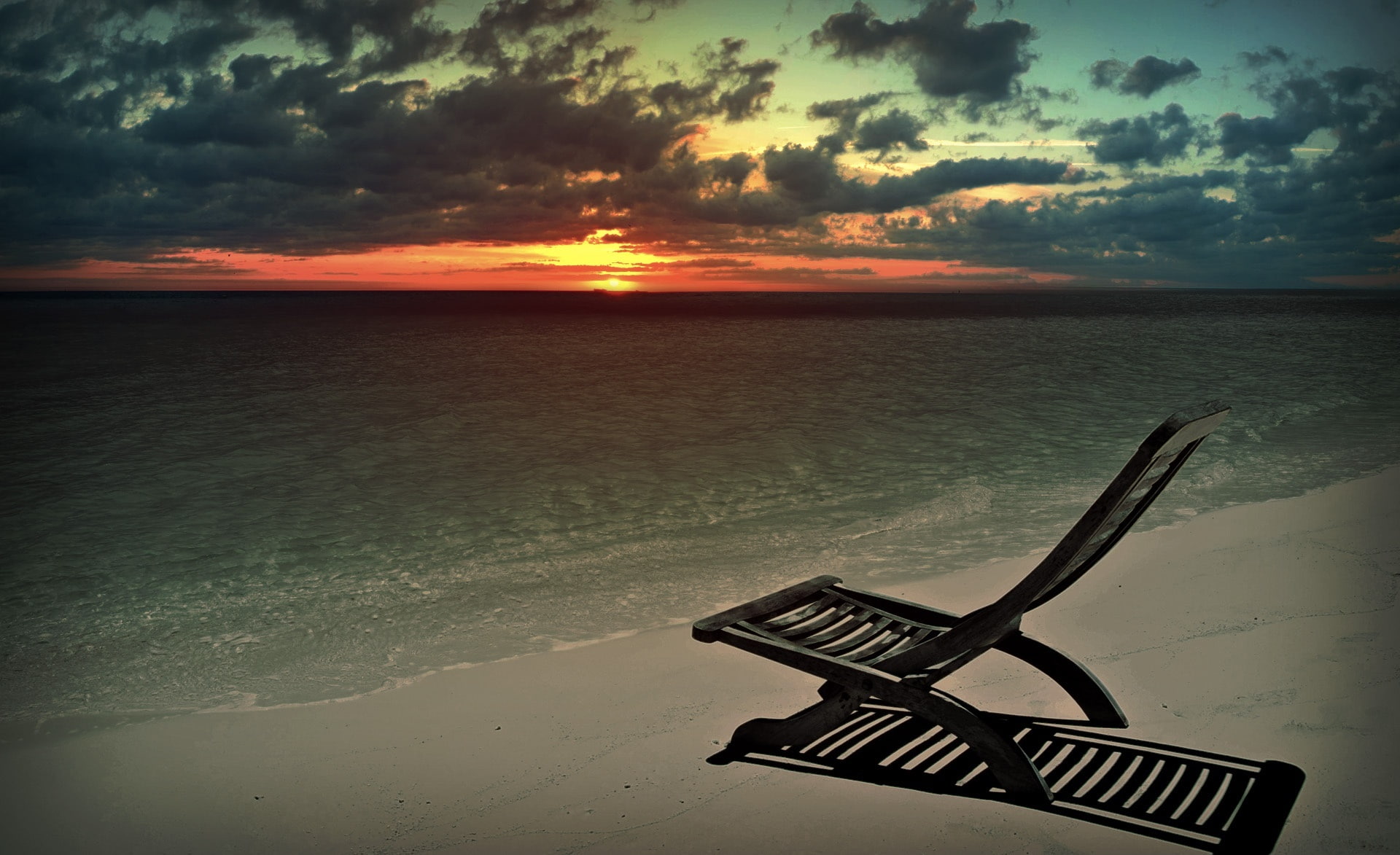 Evening Chill, black beach lounge chair, Nature, Beautiful, Romantic