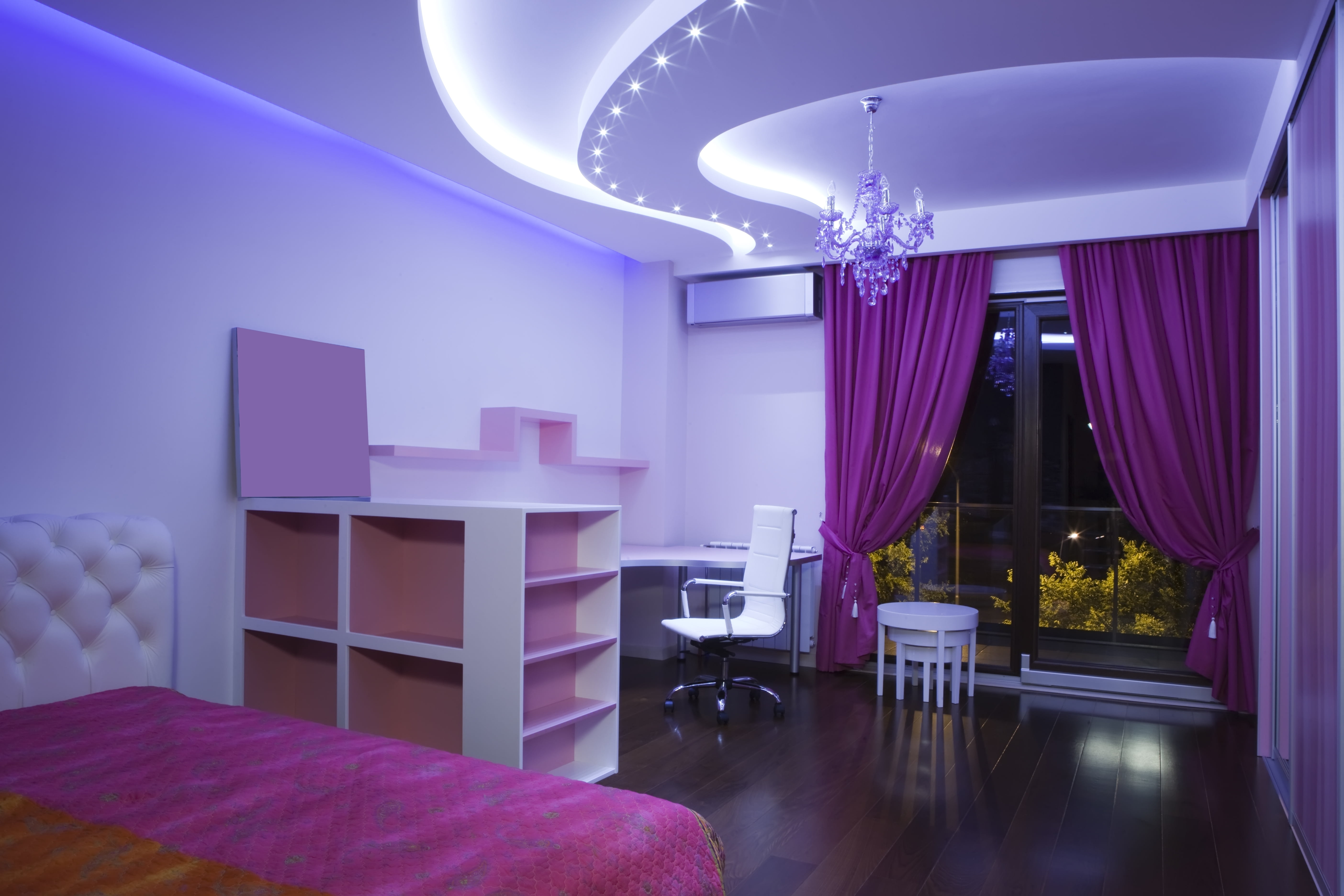tufted white bed headboard, room, lighting, nice, cozy, domestic Room