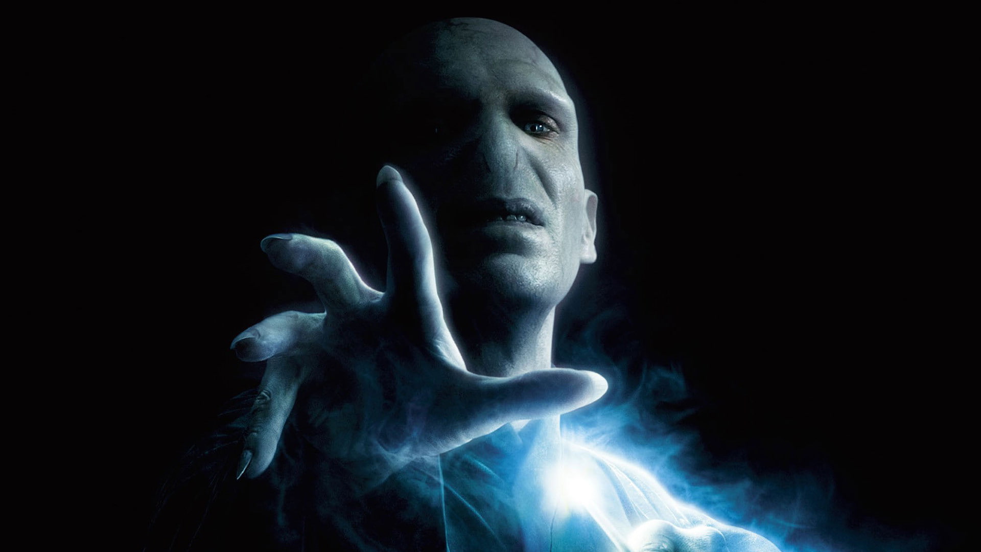 Lord Voldemort, studio shot, black background, indoors, people