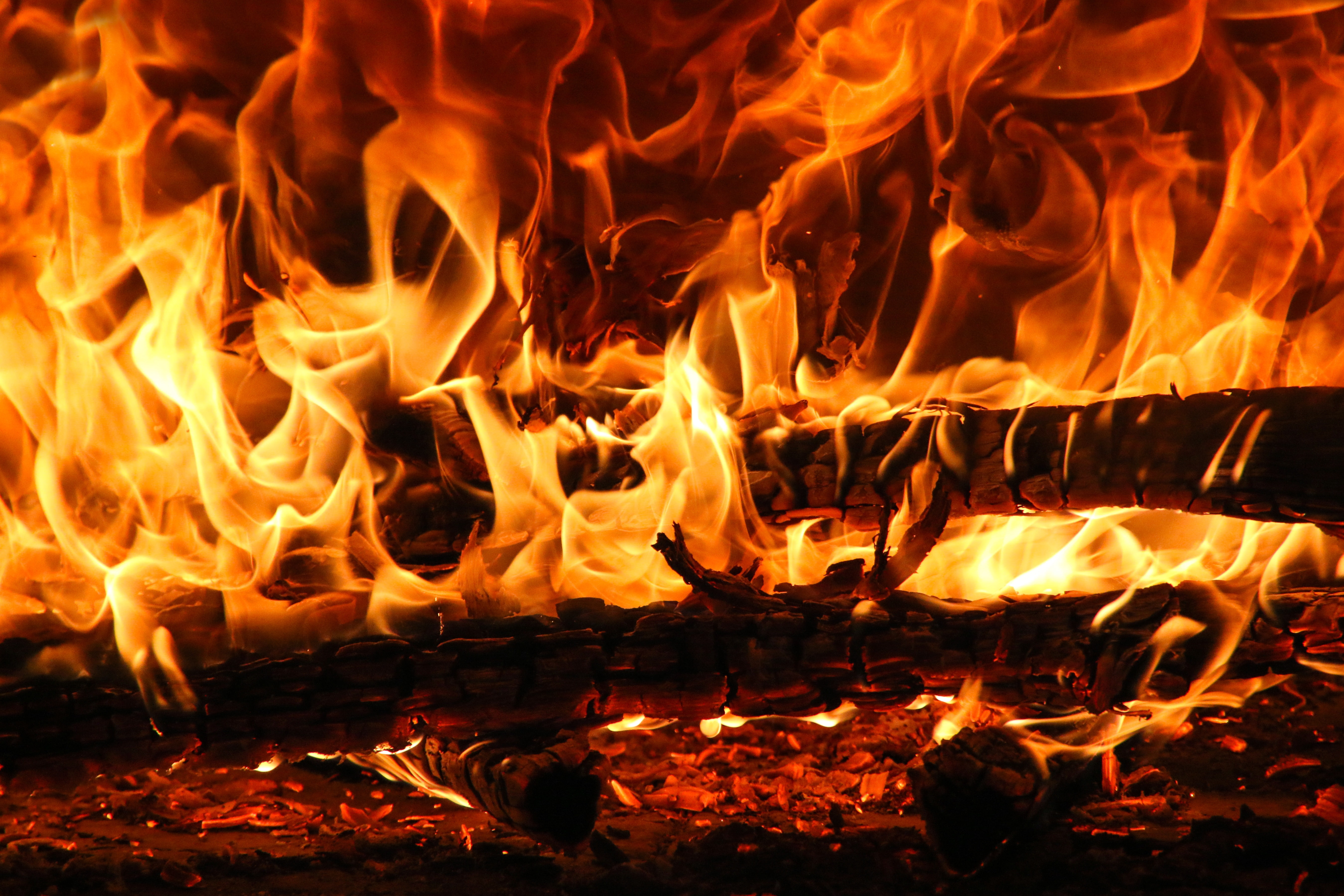 bonfire, embers, ash, flame, dark