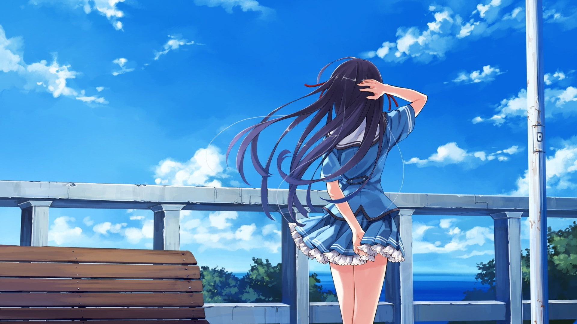 blue sky, anime, anime girl, summer