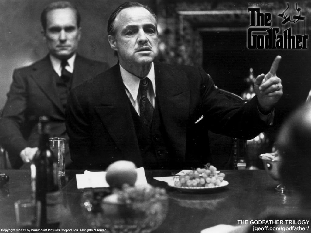 movies, The Godfather, Vito Corleone, Marlon Brando, monochrome