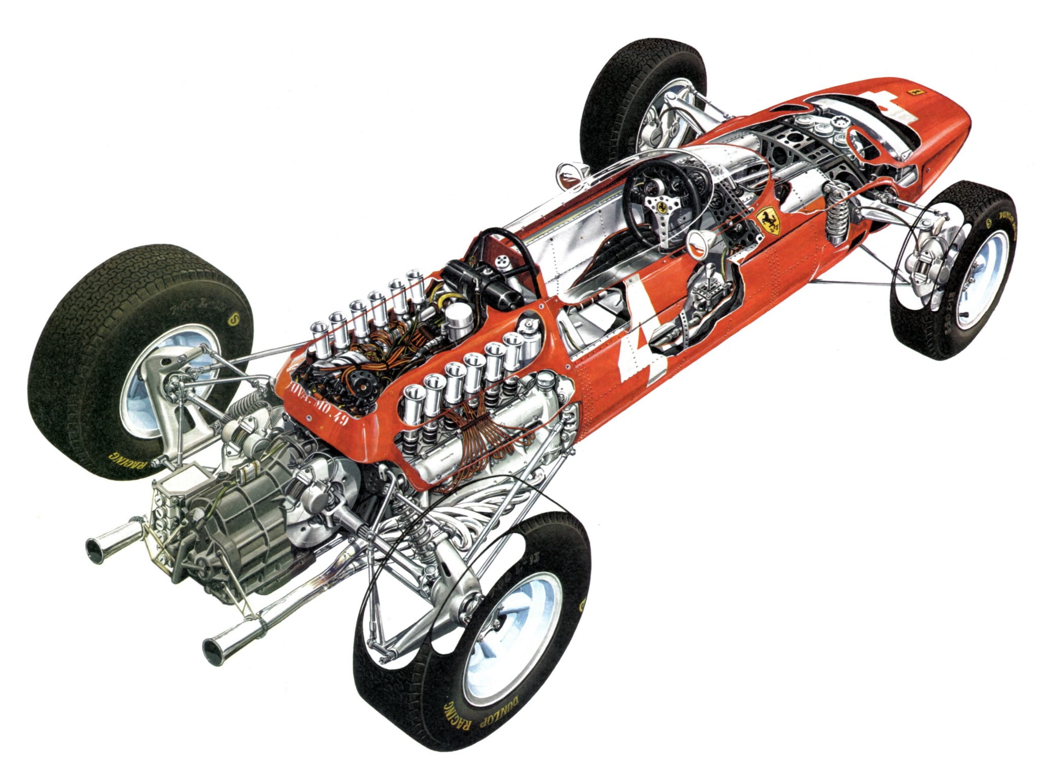158, 1964, cutaway, engine, ferrari, formula, interior, race