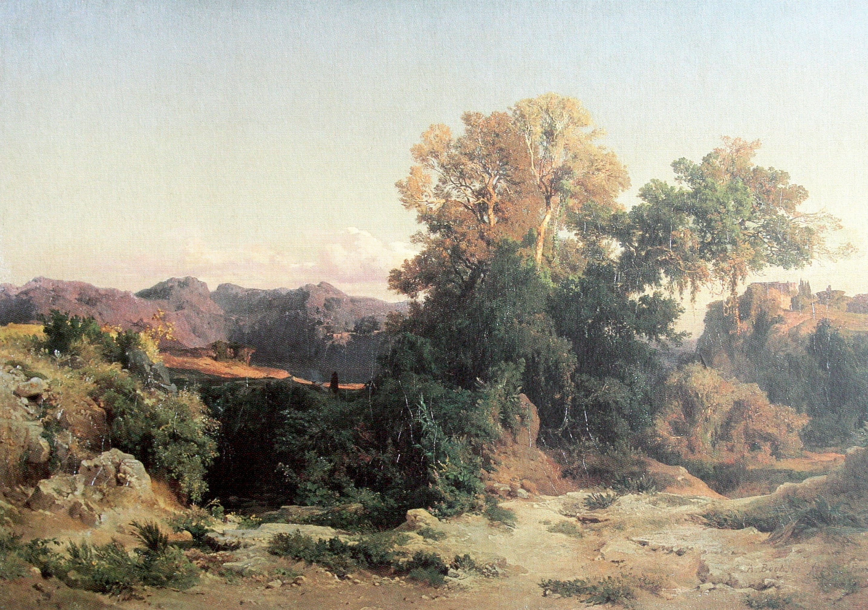 landscape, 1851, In the mountains of Albania, Arnold Böcklin