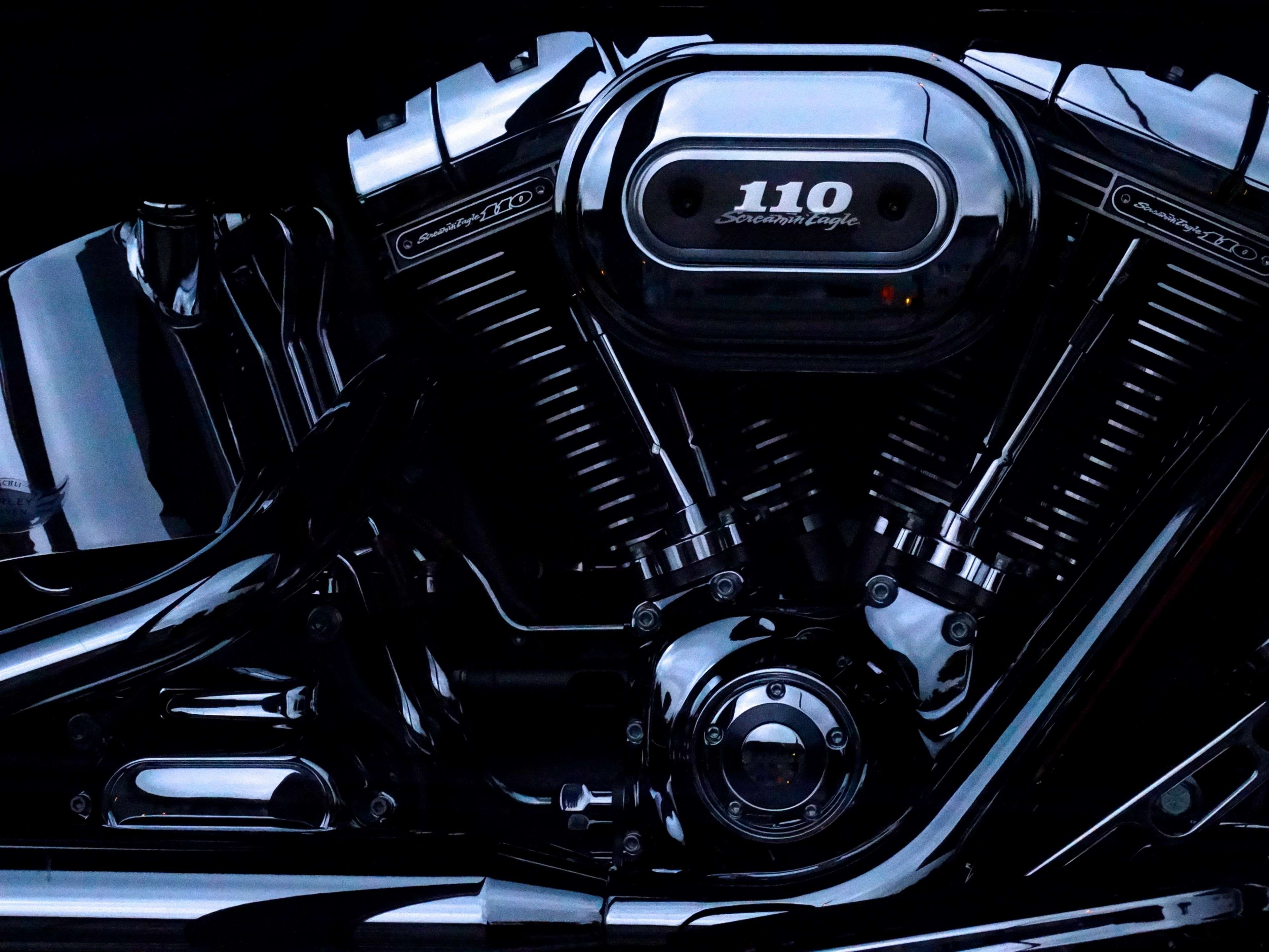 black, chrome, harley davidson, metal, motor, motorcycle engine