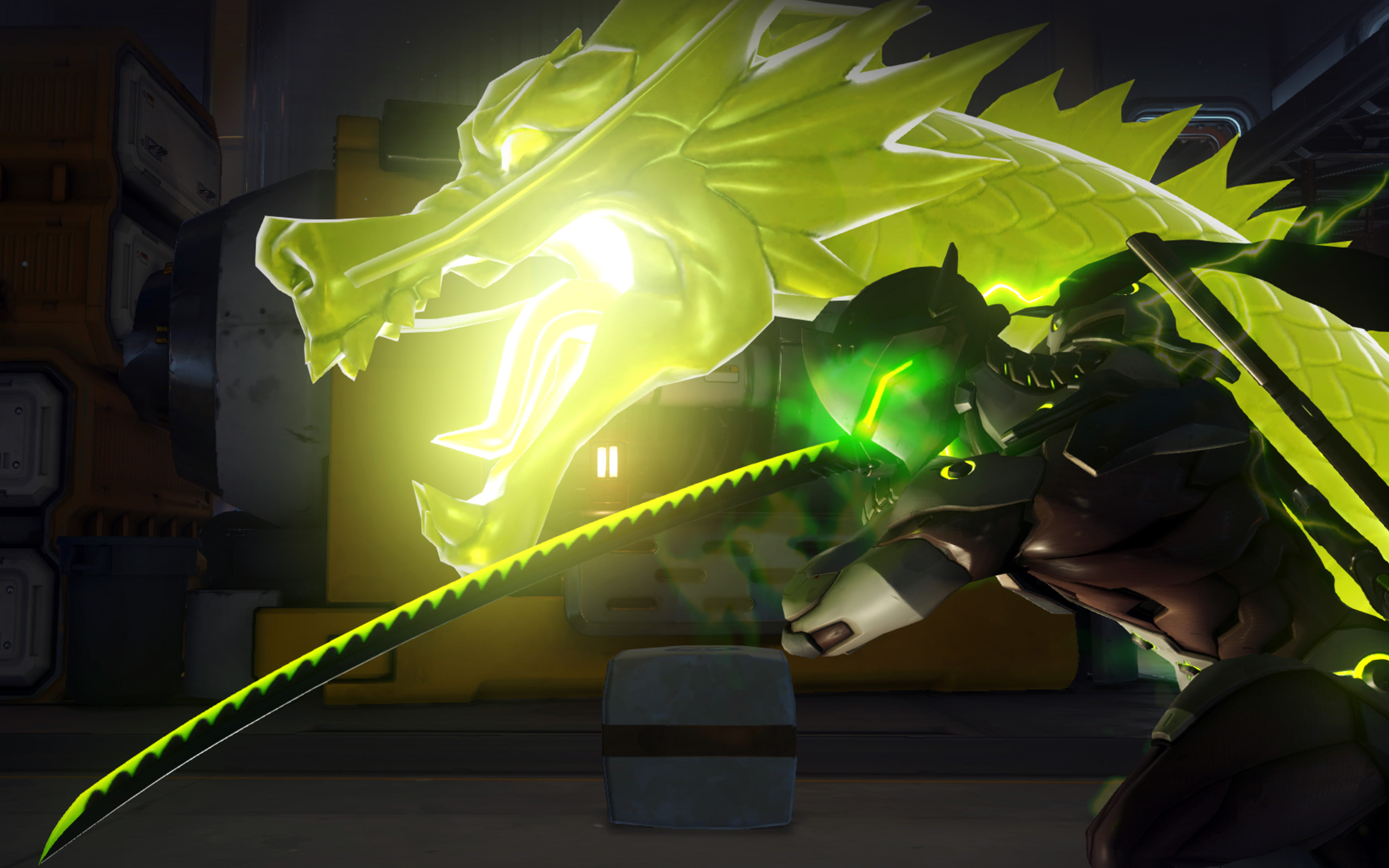 genji, overwatch, dragon, anime, illustration, art, green color