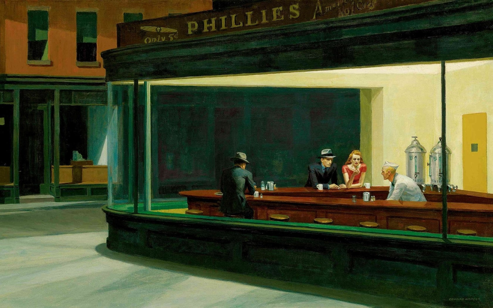painting restaurant nighthawks edward hopper classic art, adult