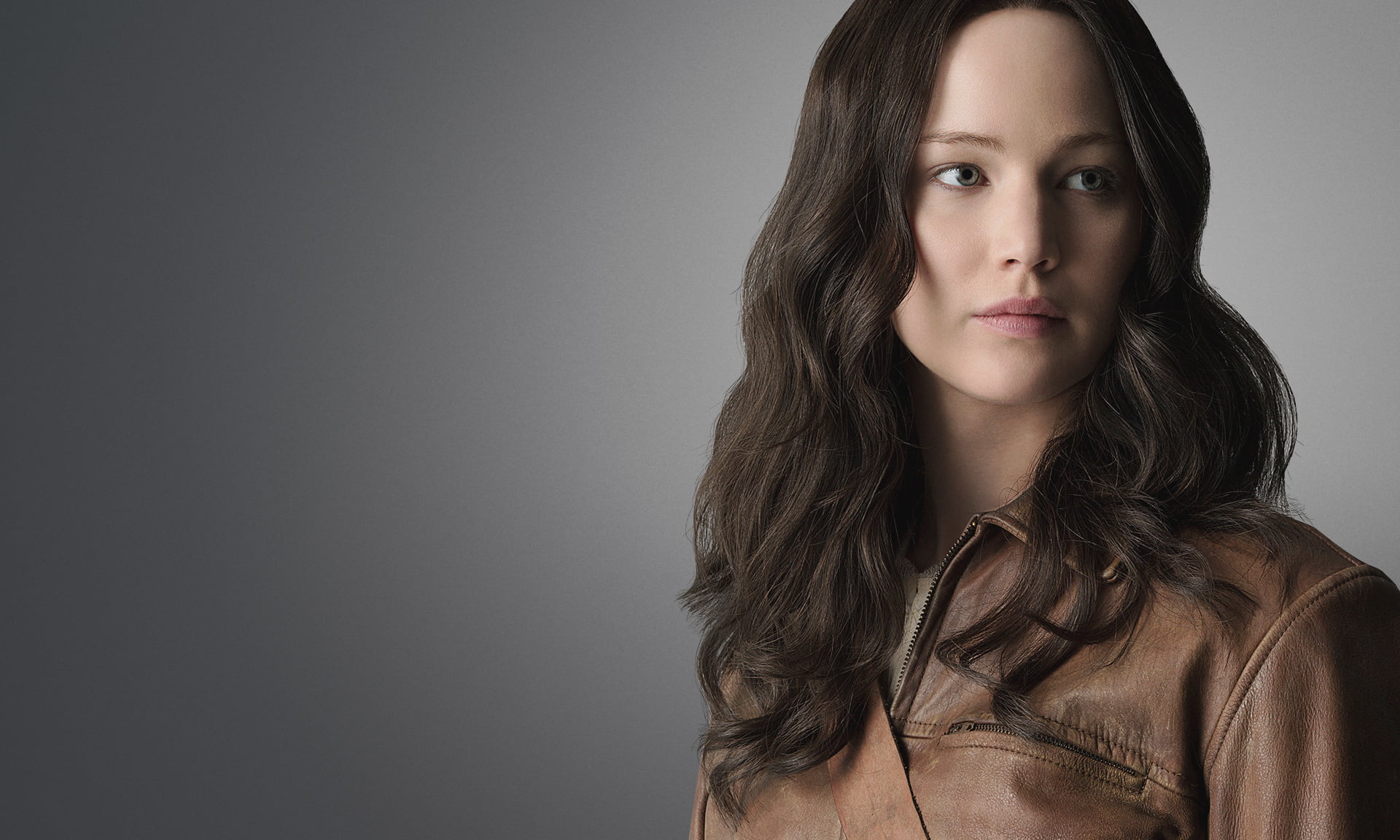 women's brown leather top, actress, Jennifer Lawrence, The Hunger Games: Mockingjay - Part 1