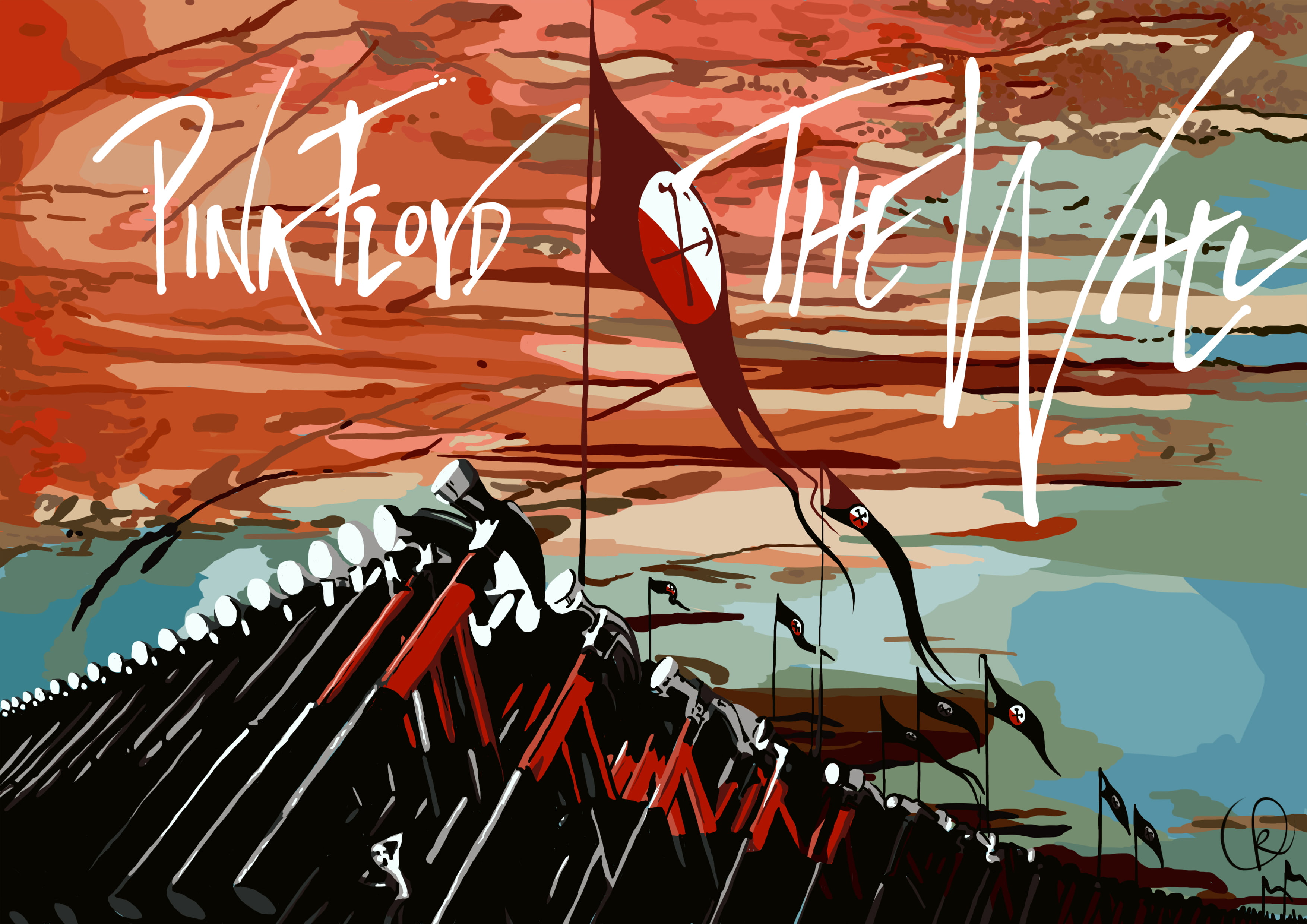 Pink Floyd The Wall digital artwork, Hammer, Hammers, vector