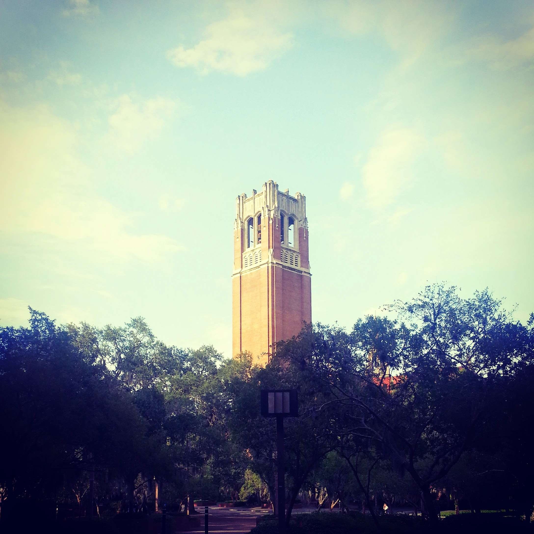 century tower, clouds, trees, university of florida, architecture