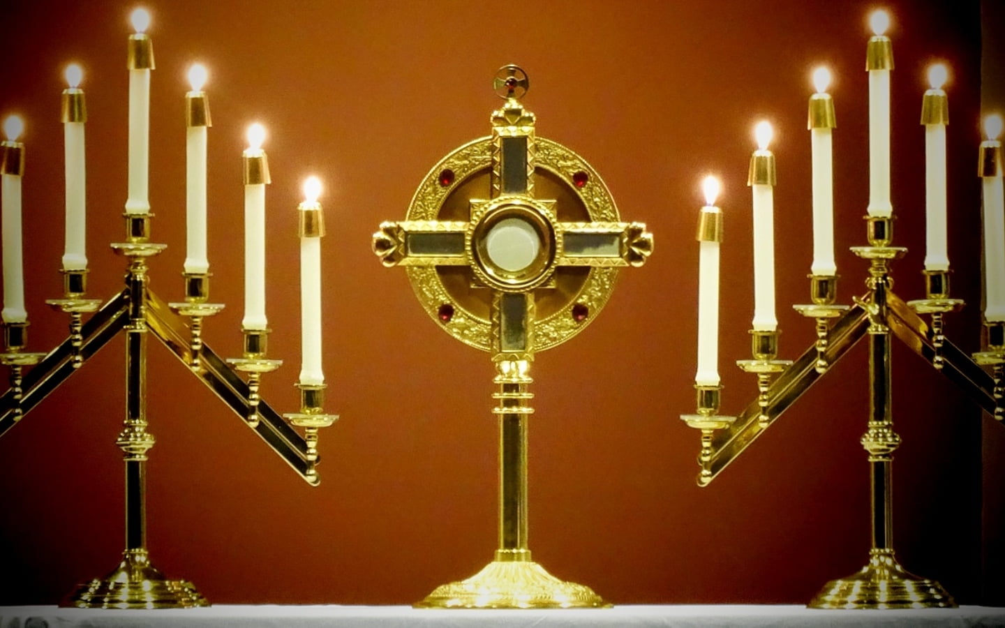 The Most Holy Sacrament, candles, adoration, Jesus, illuminated