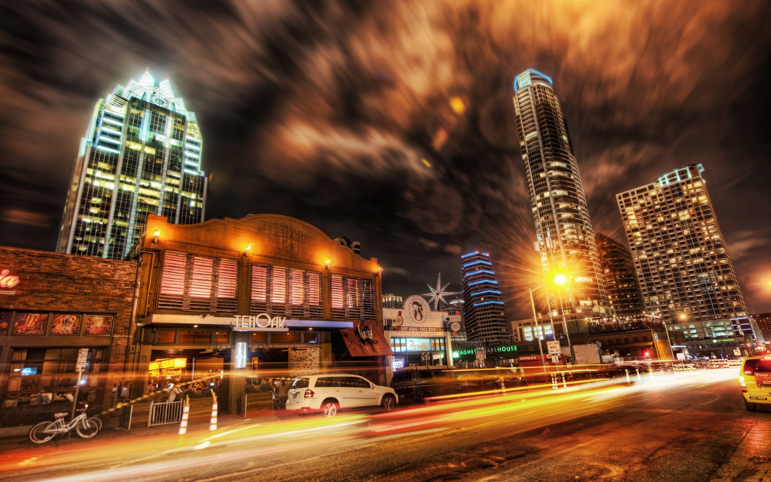 cityscape, HDR, building, road, long exposure, lights, illuminated