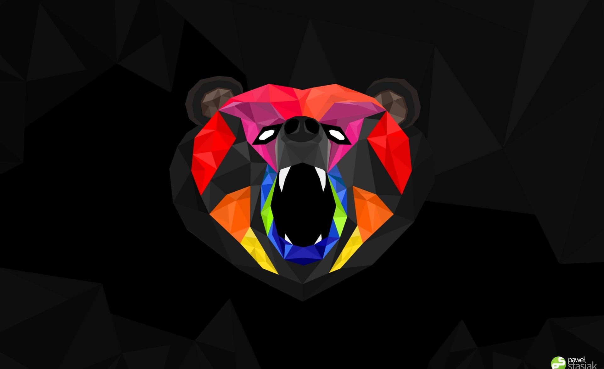 Bear Polygon, bear clipart, Aero, Vector Art, Colorful, Black