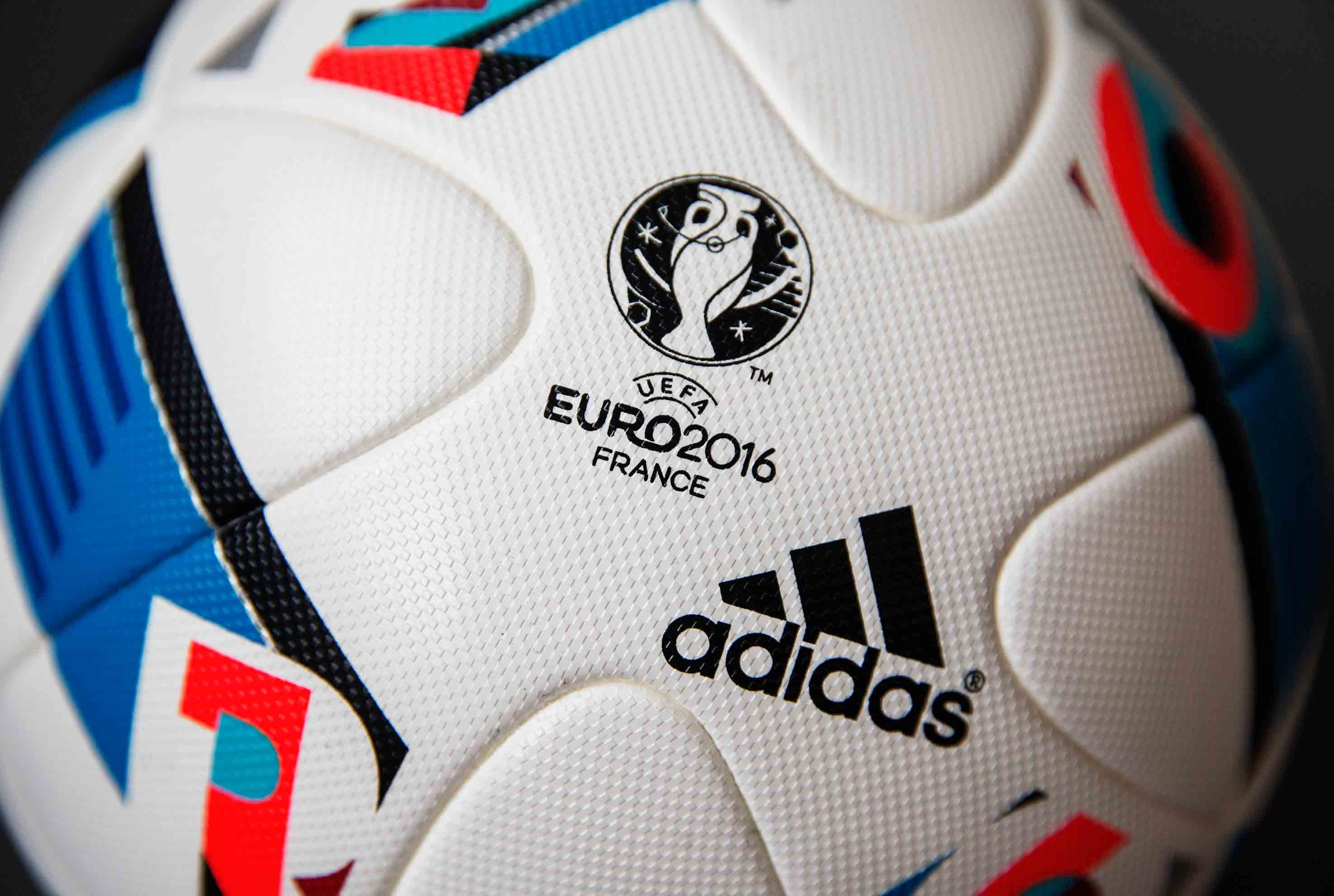 blue, red, and white adidas volleyball, uefa, euro 2016, france