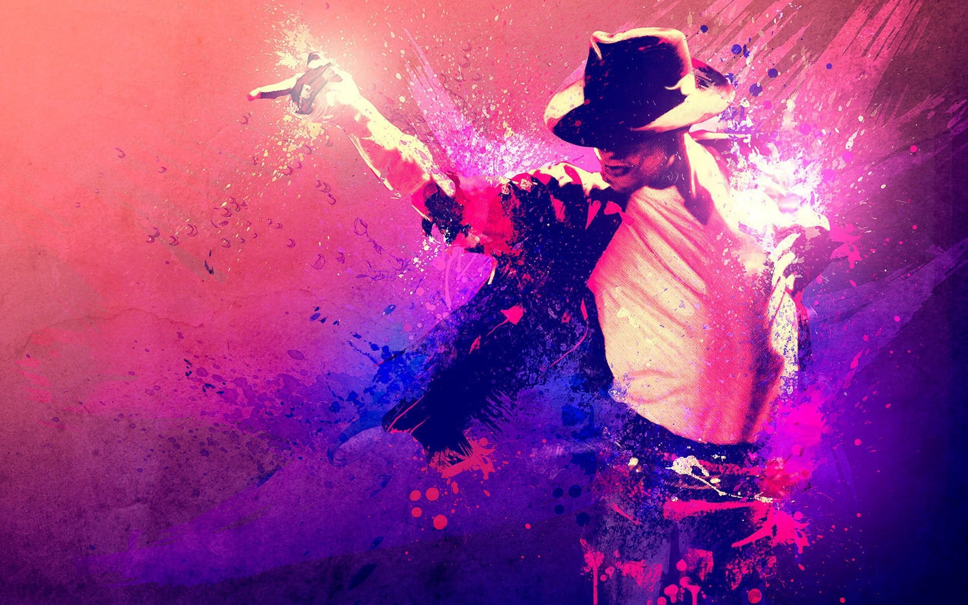 Michael Jackson, suit, hat, dance, colors, backgrounds, blue