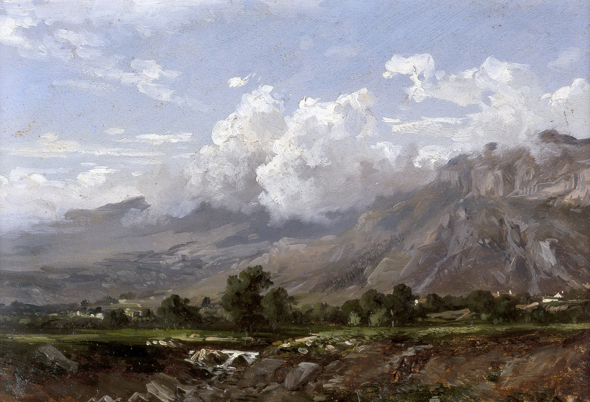 clouds, nature, picture, Carlos de Haes, Mountain Landscape
