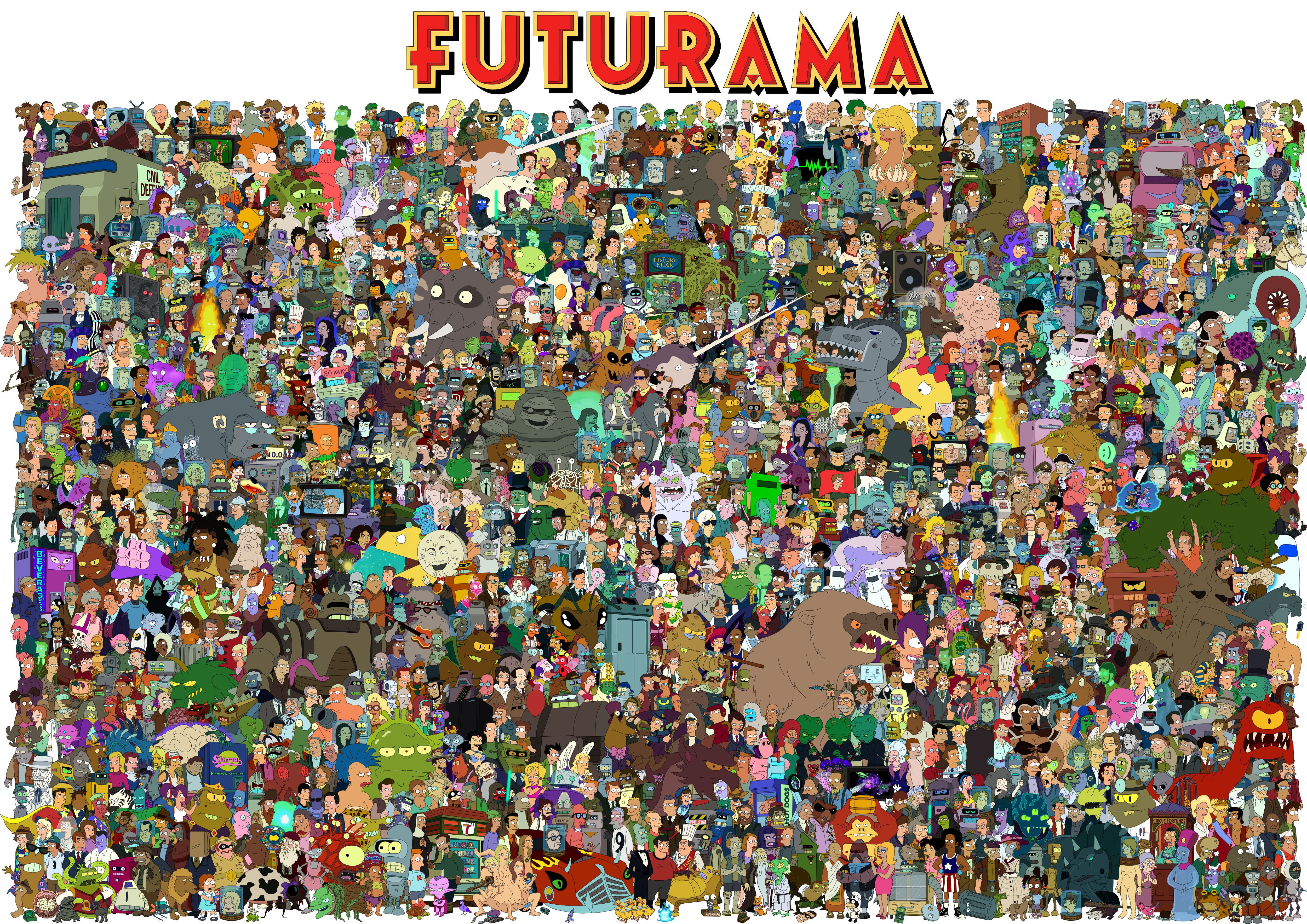 Poster, Rodriguez, Bender, Futurama, Zoidberg, Fry, Amy, Bender Bending Rodriguez