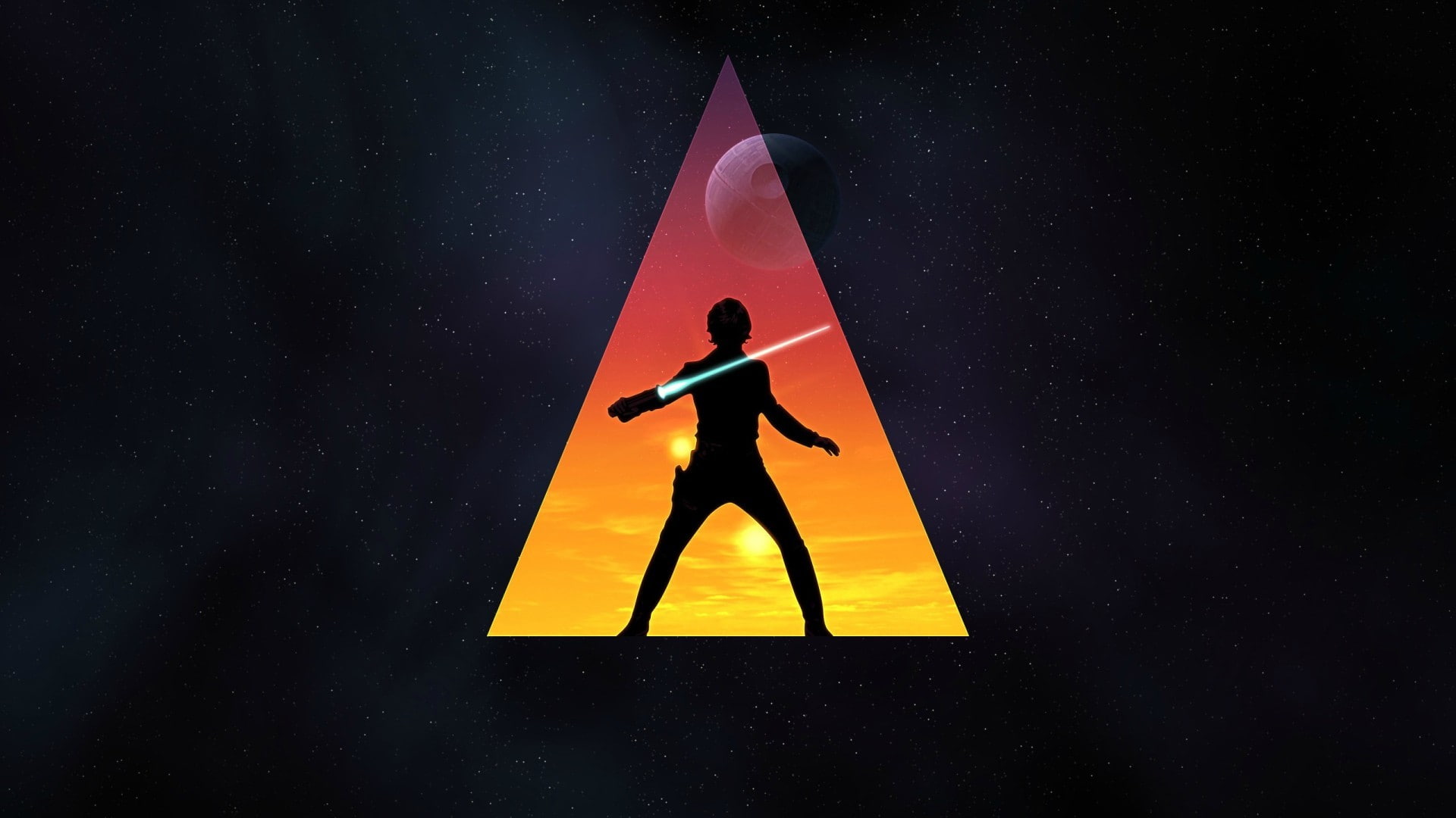 silhouette of person holding sword illustration, Star Wars, science fiction