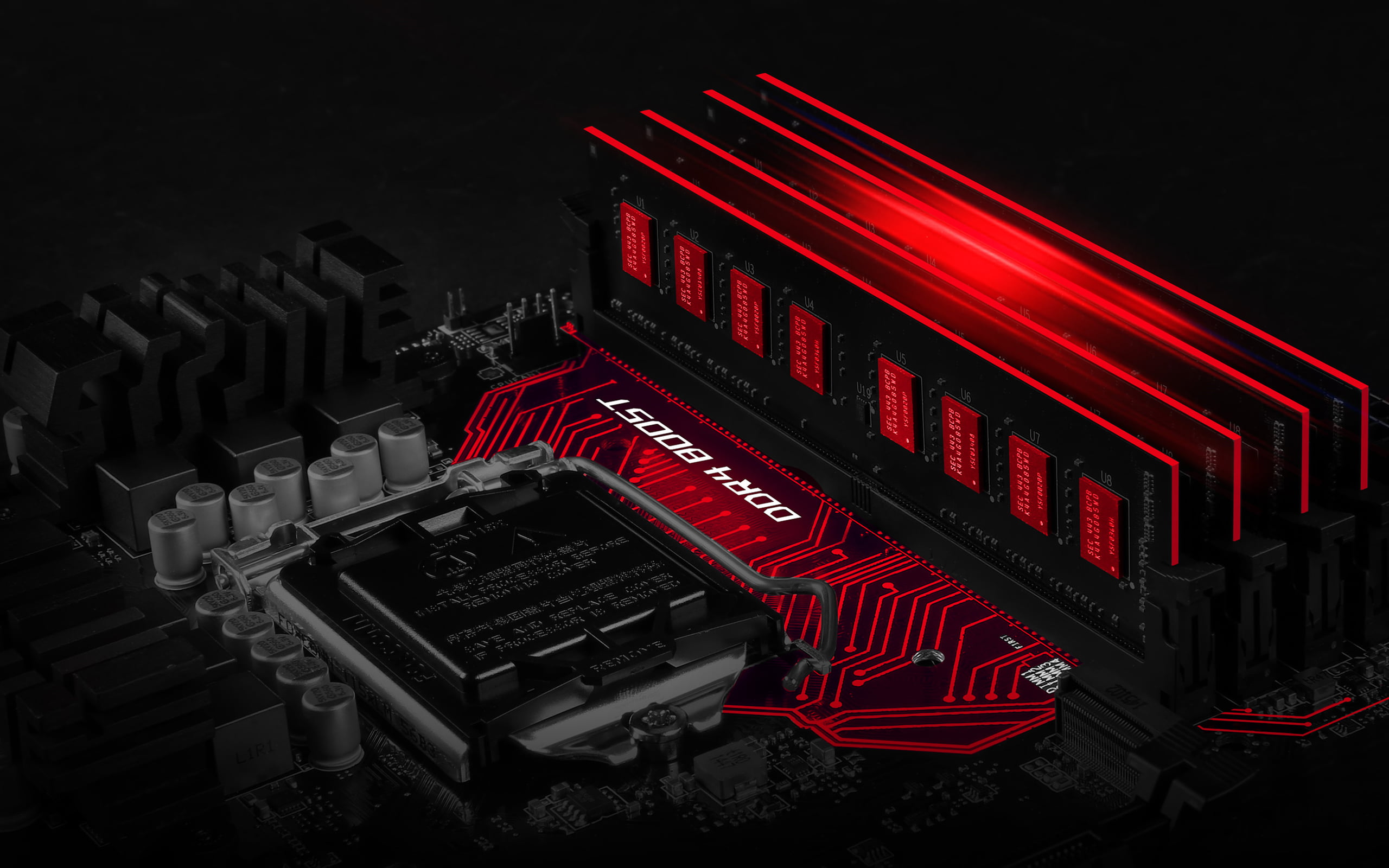 black and red motherboard, PC gaming, motherboards, MSI, computer