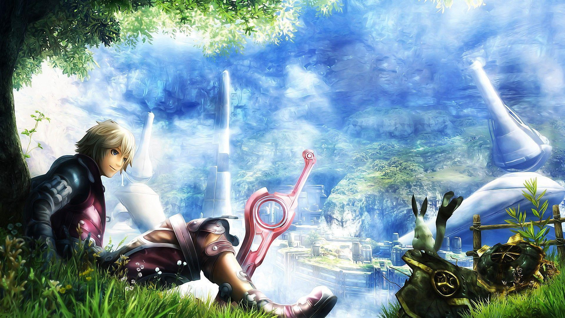 Shulk - Xenoblade Chronicles, warrior sitting under the tree painting