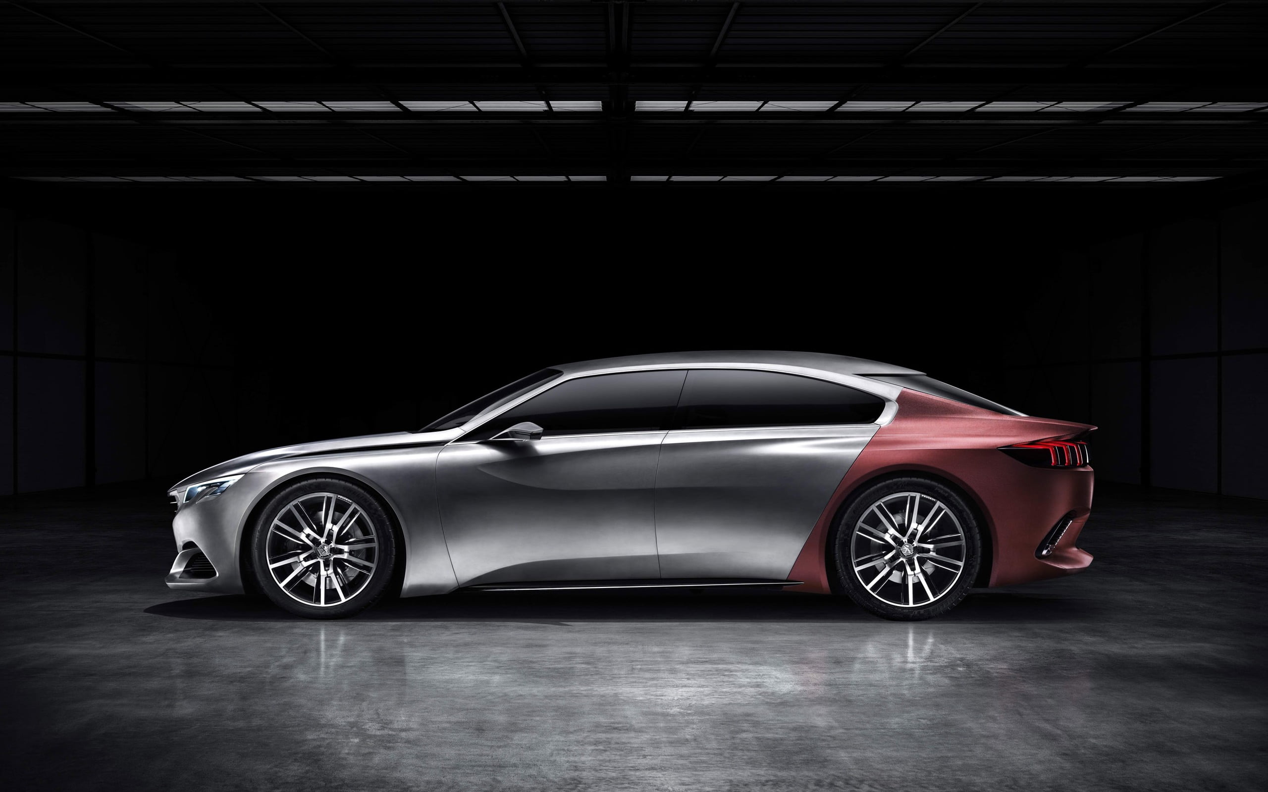 Peugeot Exalt Concept 2014, silver and red coupe, Cars, motor vehicle