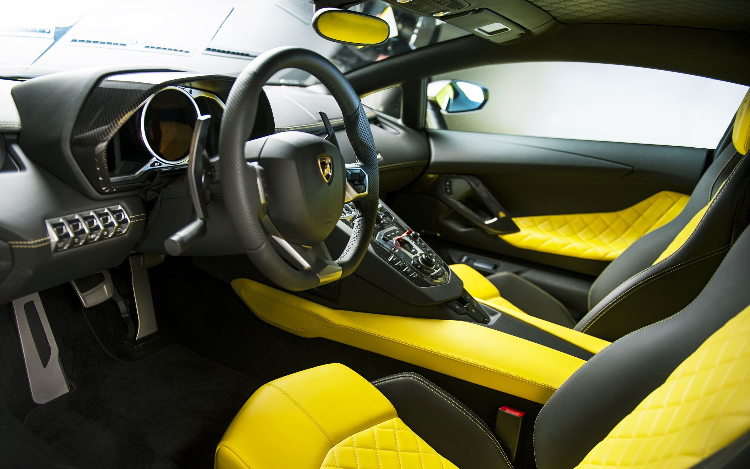 2013 Lamborghini Aventador LP720-4 50 Anniversario.., yellow and black Lamborghini interior