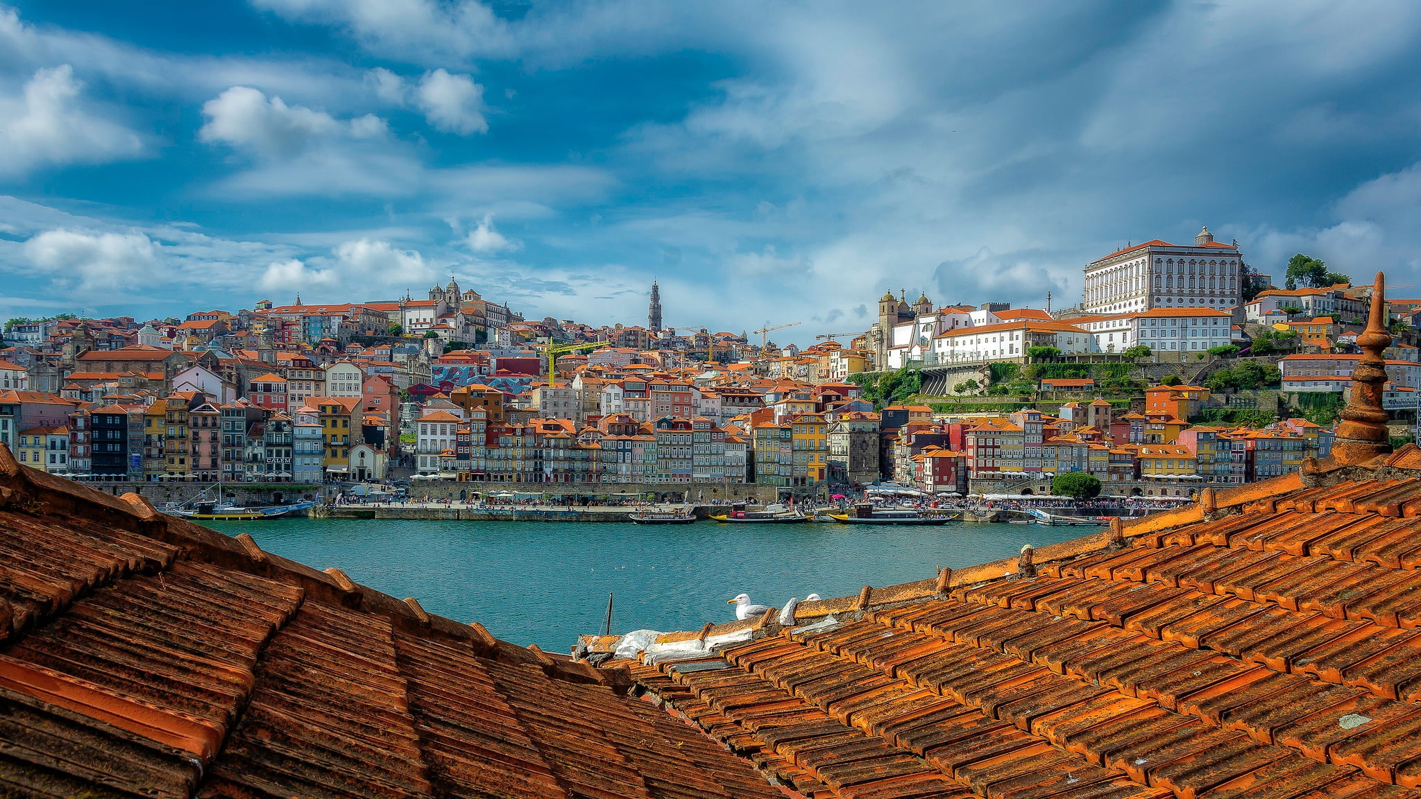 roof, river, building, home, Portugal, Porto, Douro River, The River Duero