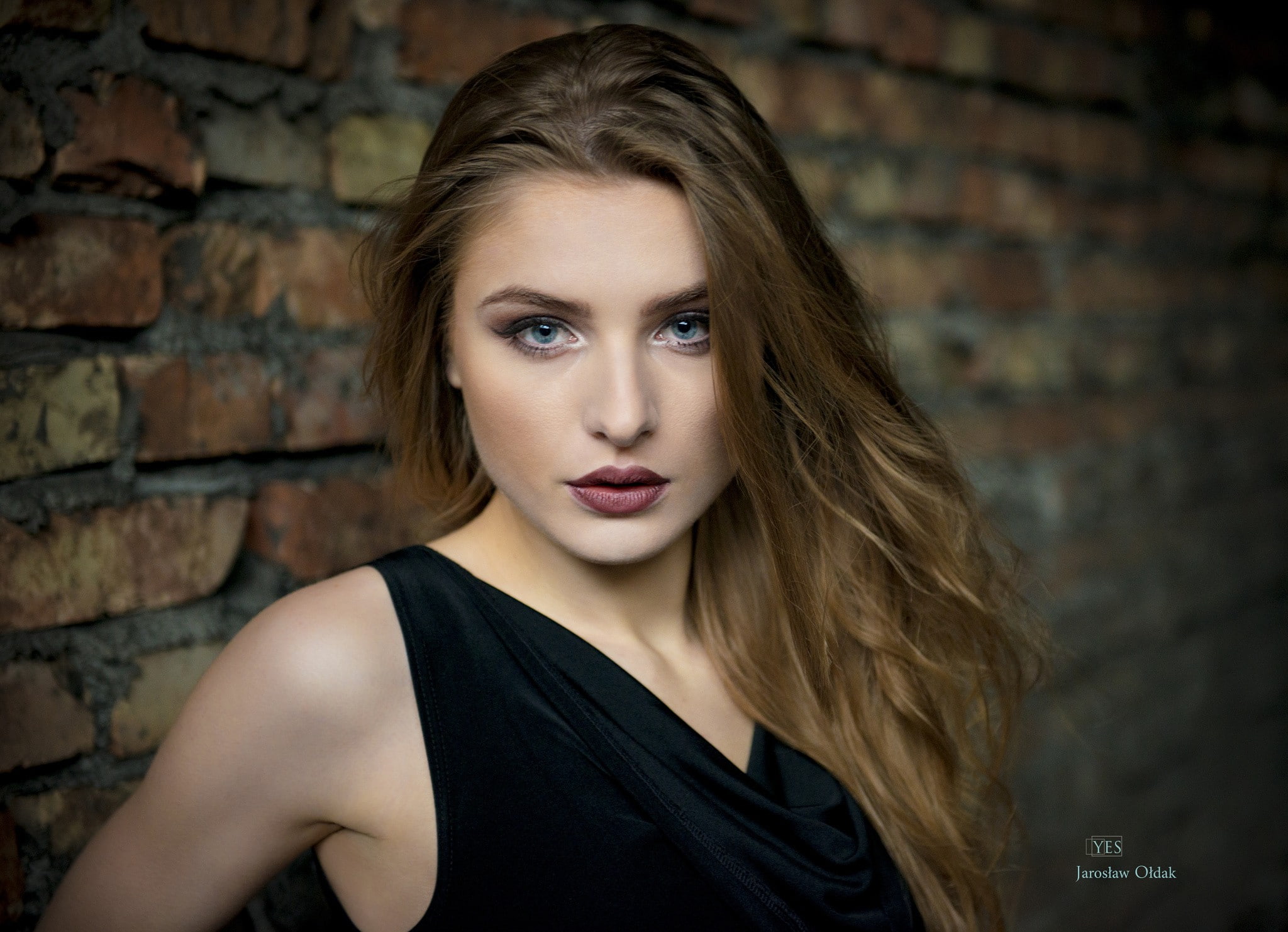 women, model, face, portrait, blonde, blue eyes, Jaroslaw Oldak