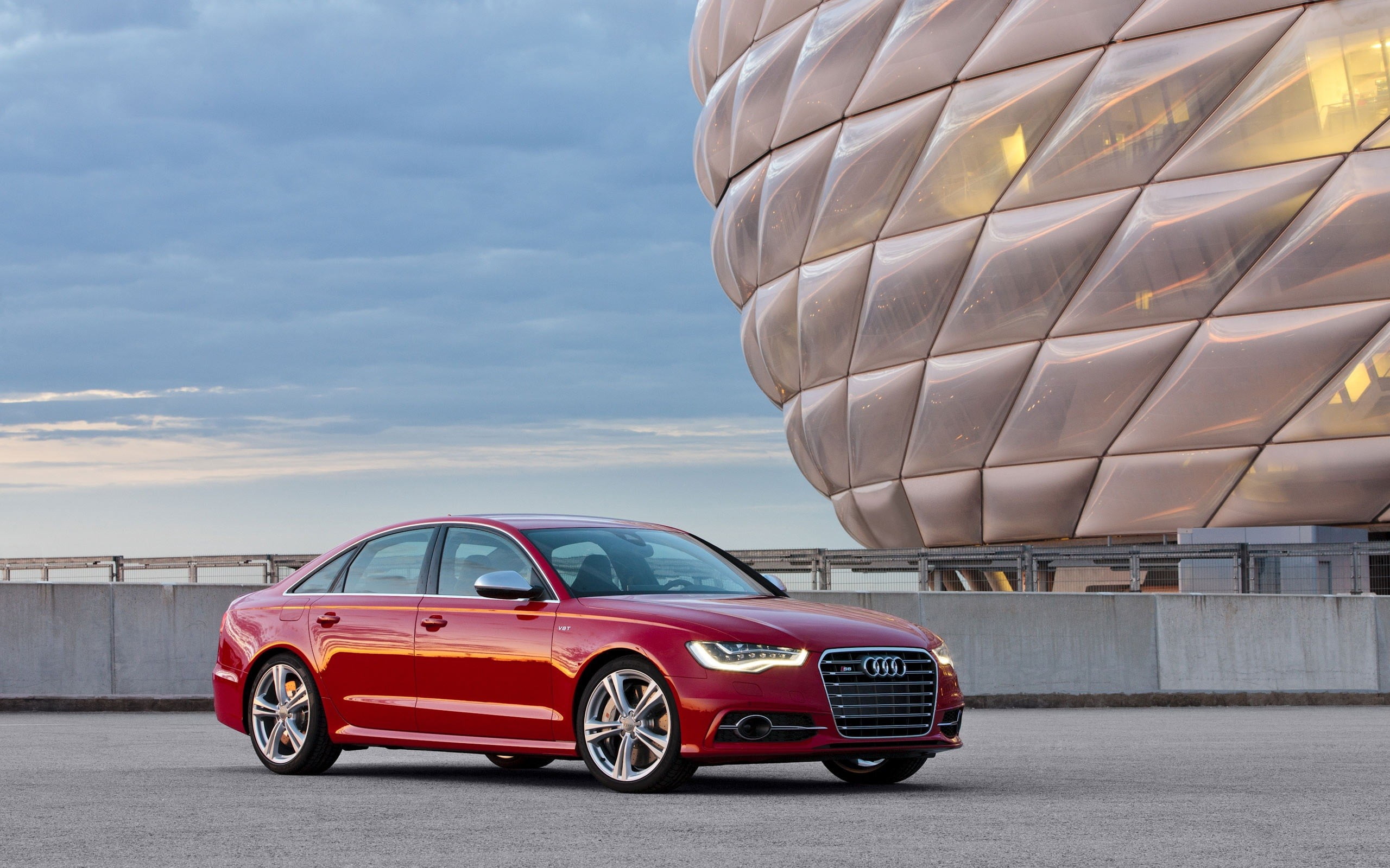 red Audi sedan, audi s6, auto, new, 2014, car, luxury, transportation