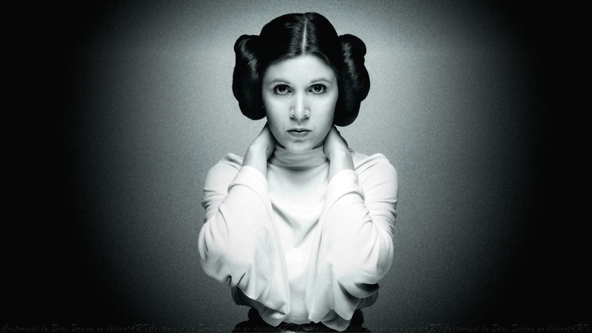 Star Wars, Carrie Fisher, Princess Leia, portrait, looking at camera
