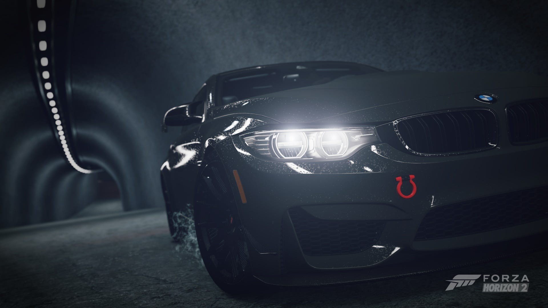 BMW M4 Coupe, car, Forza Horizon 2, LED Headlight, road, tunnel