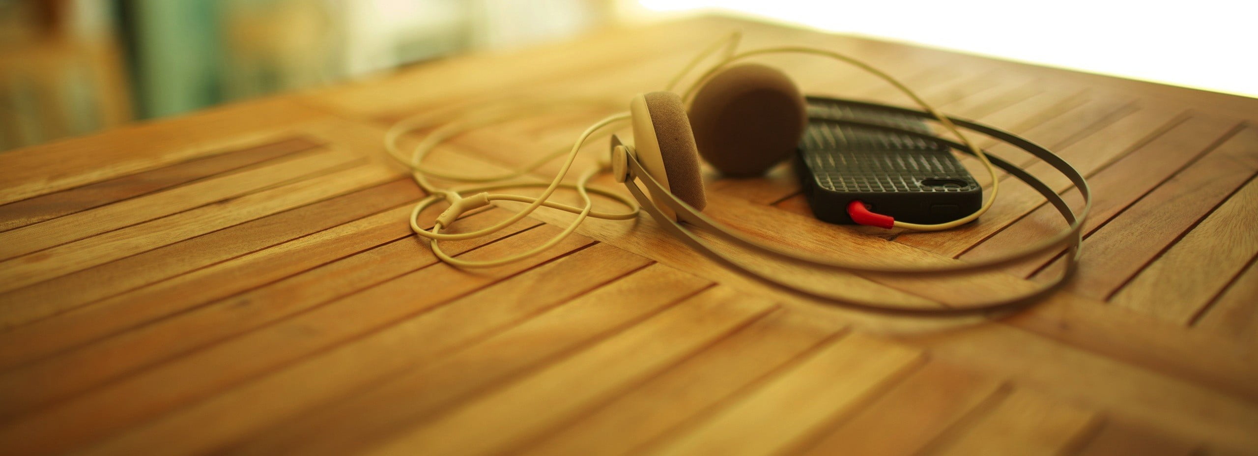 beige headphones, music, technology, selective focus, communication
