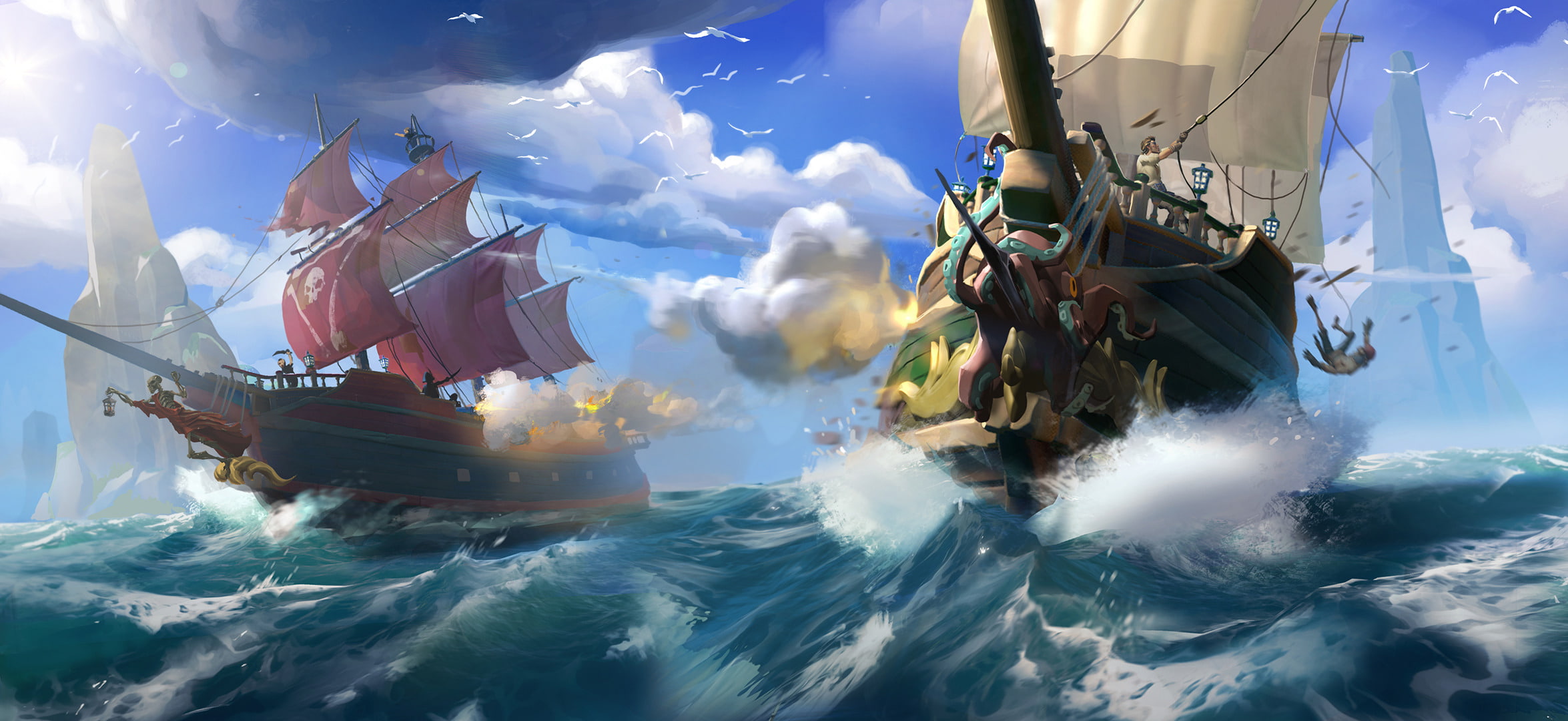 pirates fantasy art artwork sailing ship ship, sea, nautical vessel