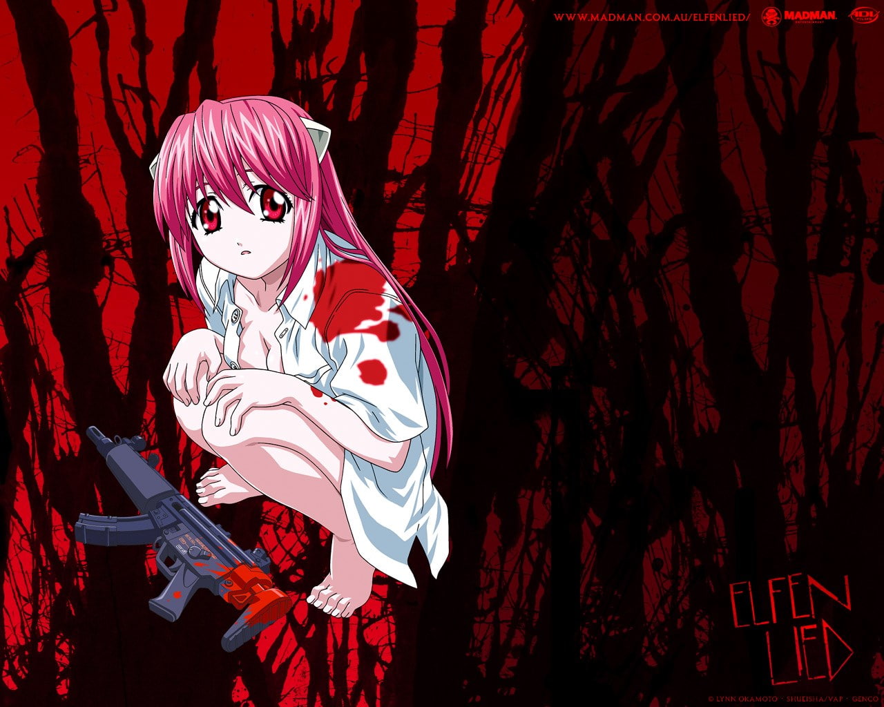 elfen lied, representation, red, art and craft, creativity