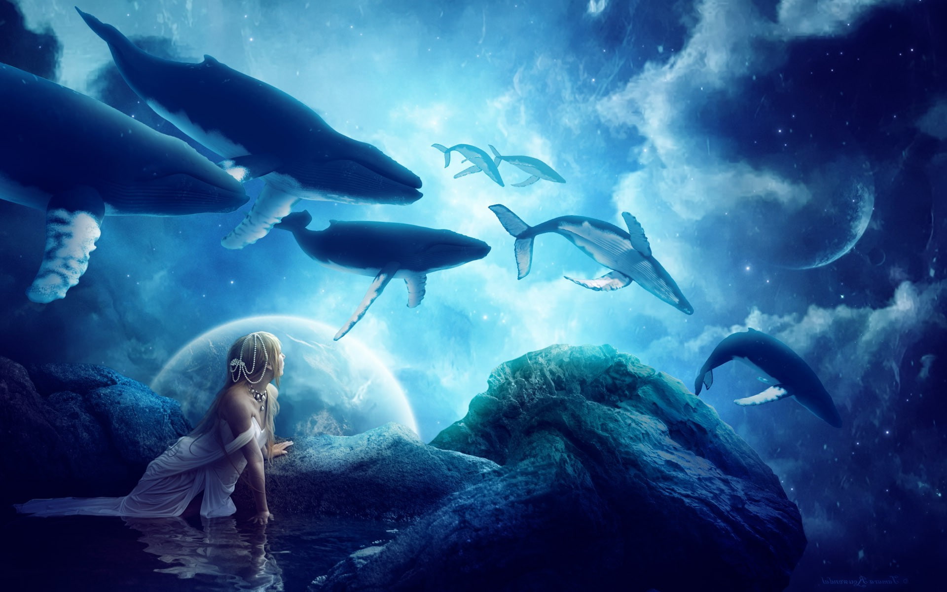 dream character dark fantasy whale, water, sea, underwater