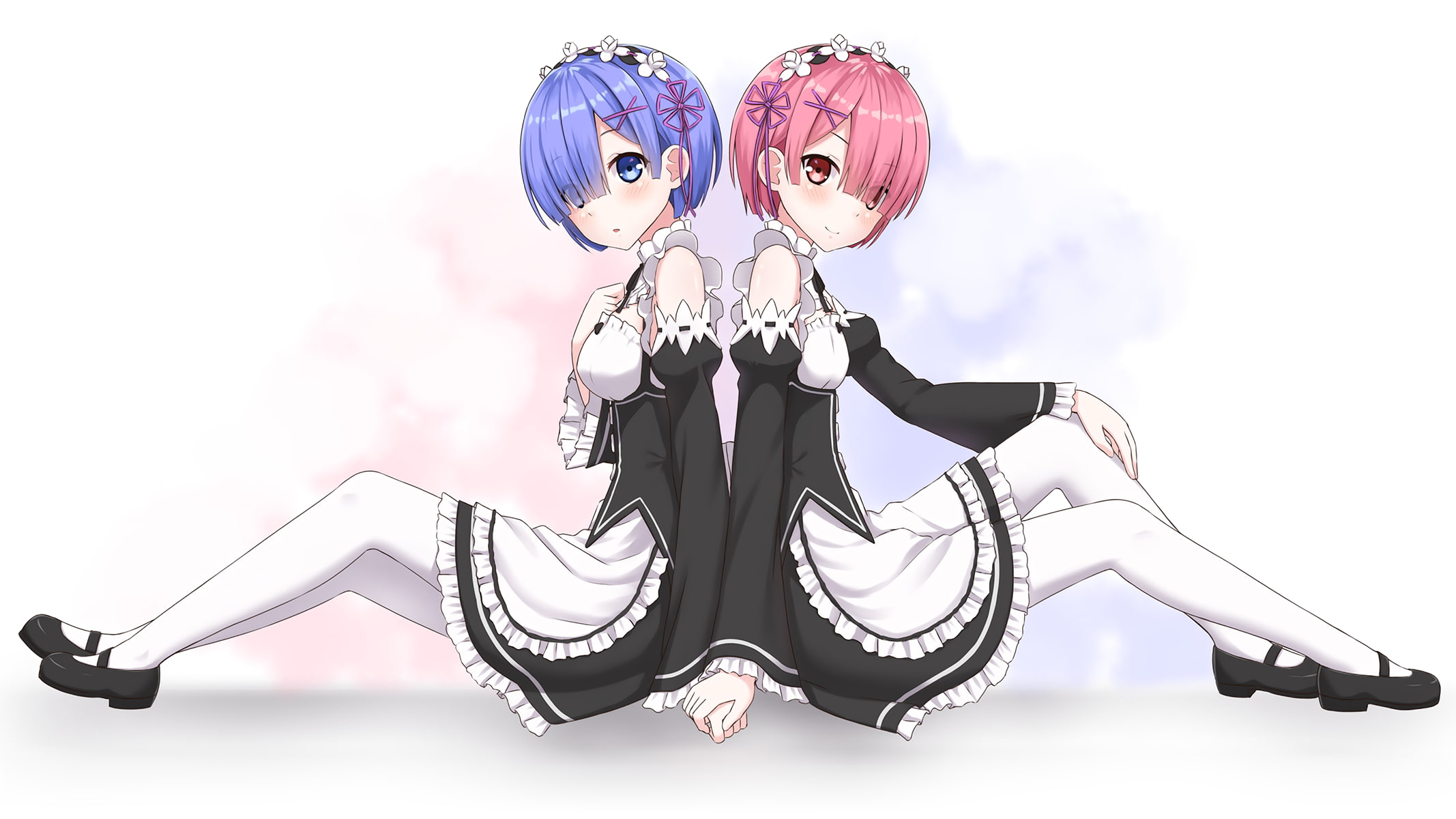 Rem (Re: Zero), anime, anime girls, white skin, maid, maid outfit