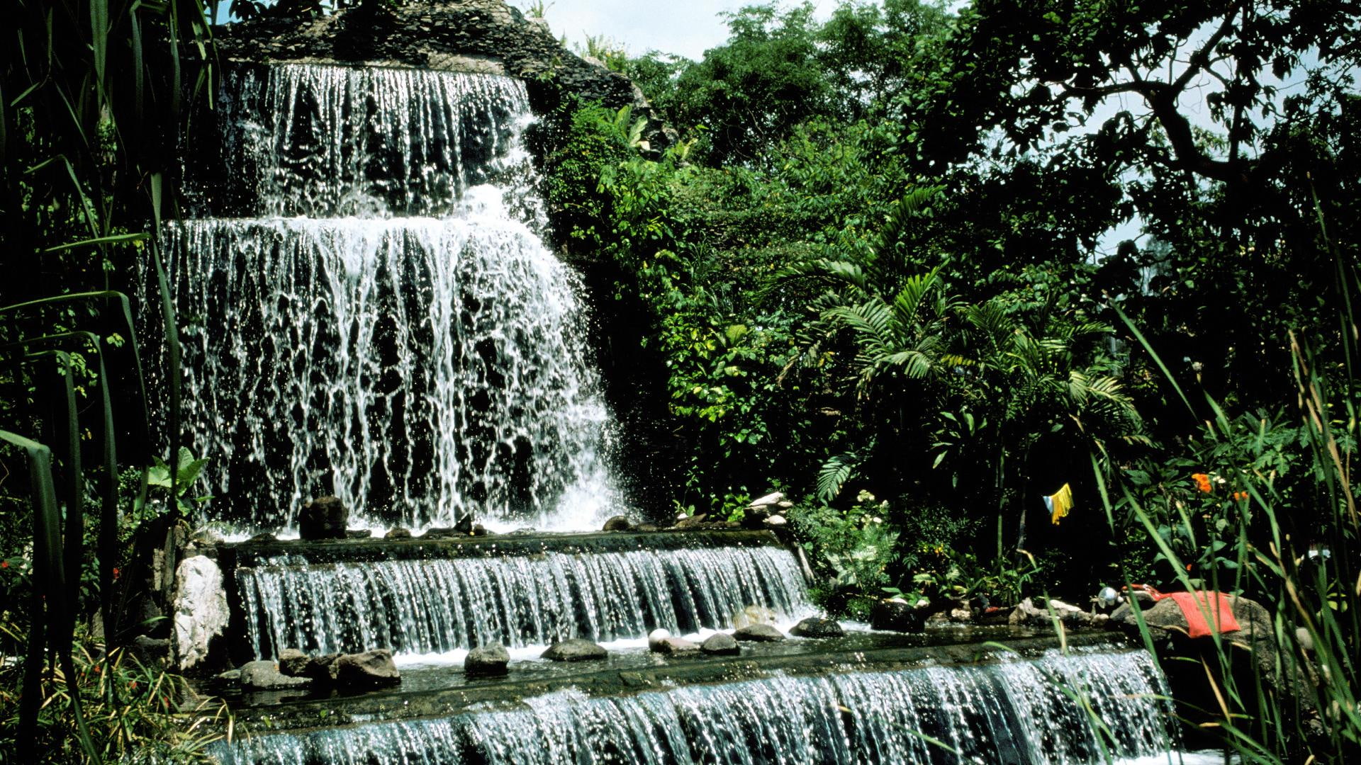 Water Cascades, four tier waterfalls, trees, philippines, jungle