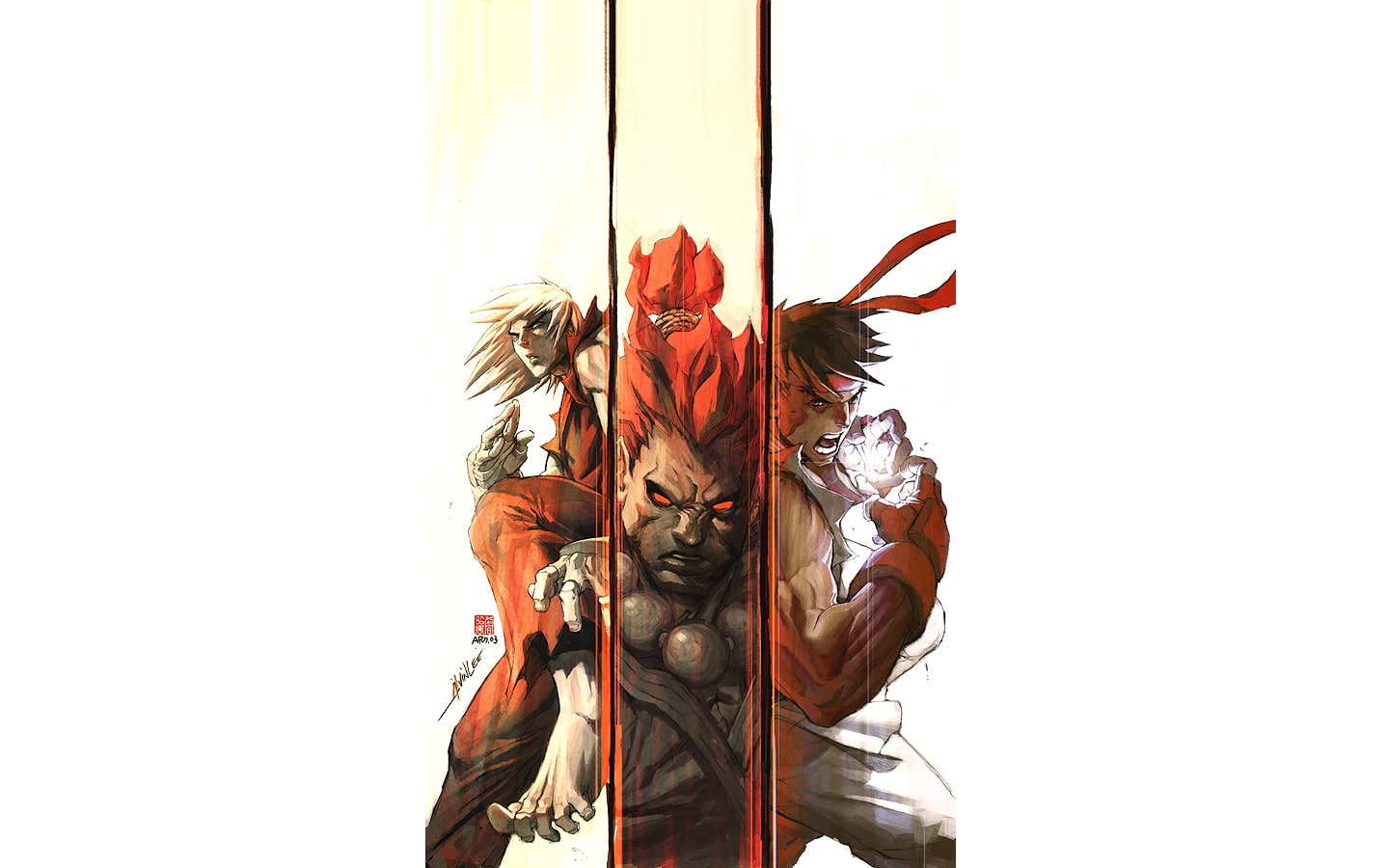 street fighter ryu akuma ken masters 1440x900  Video Games Street Fighter HD Art