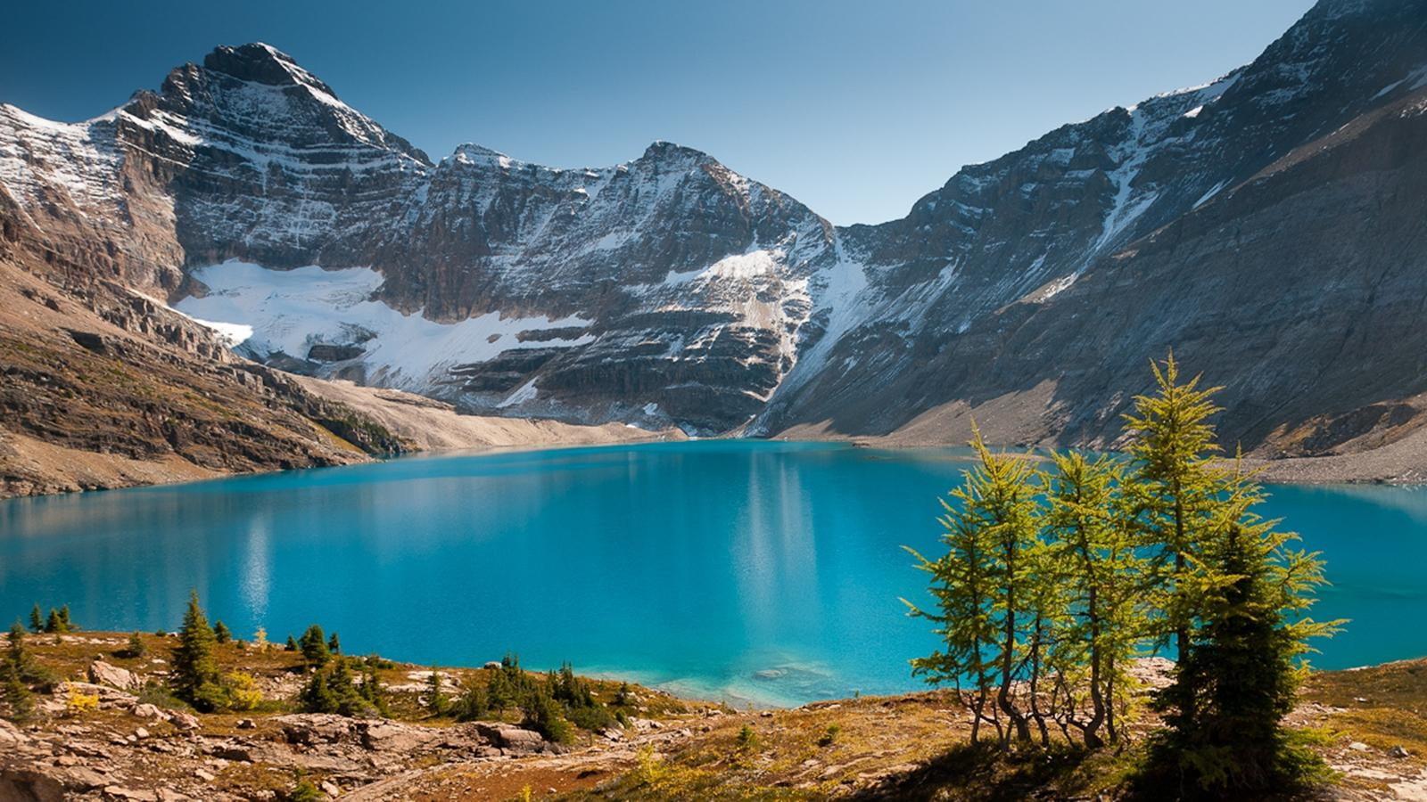 McARTHUR LAKE, ONTARIO, mountains, trees, water, landscapes, snow