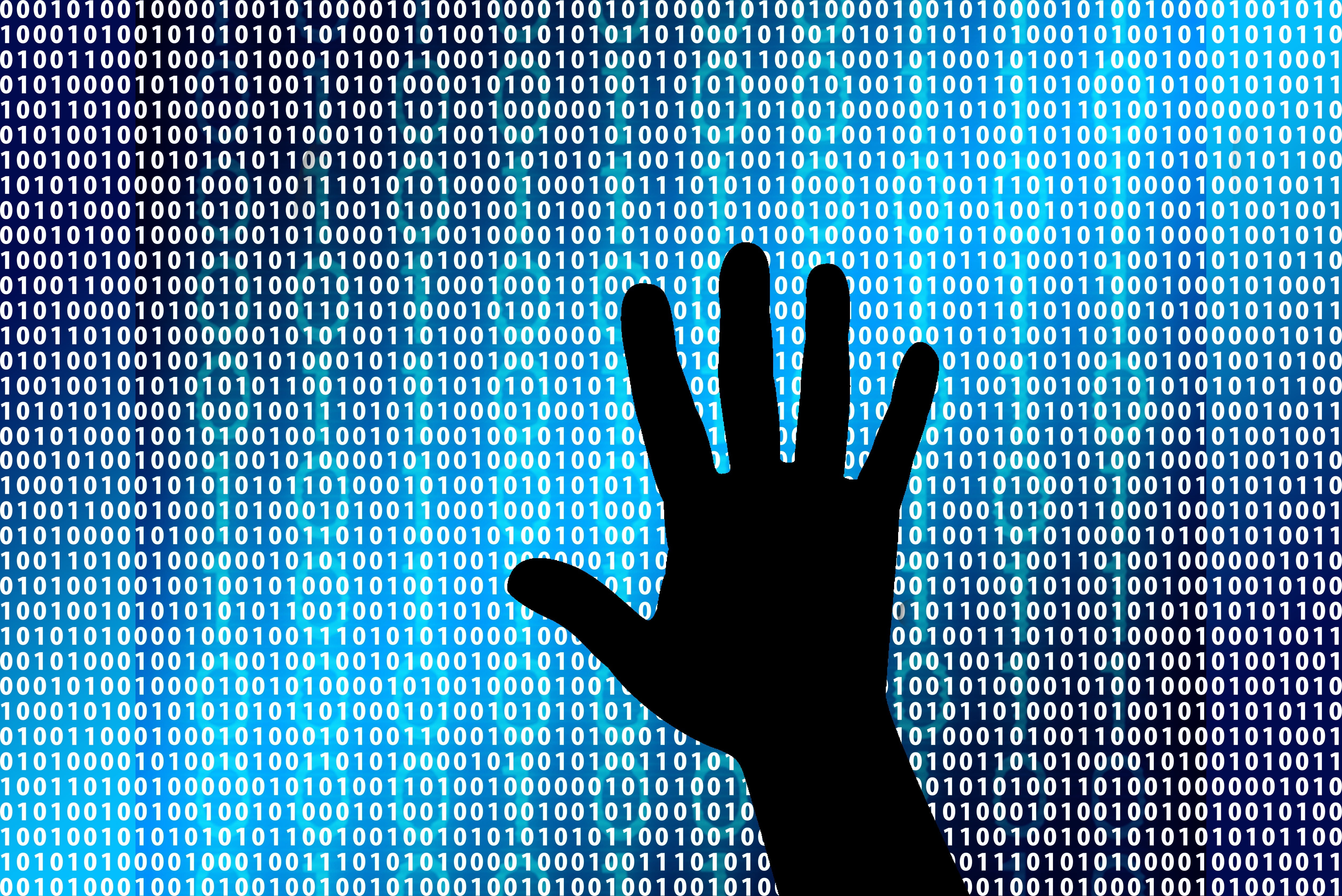 binary code, binary number, hand, silhouette, human body part