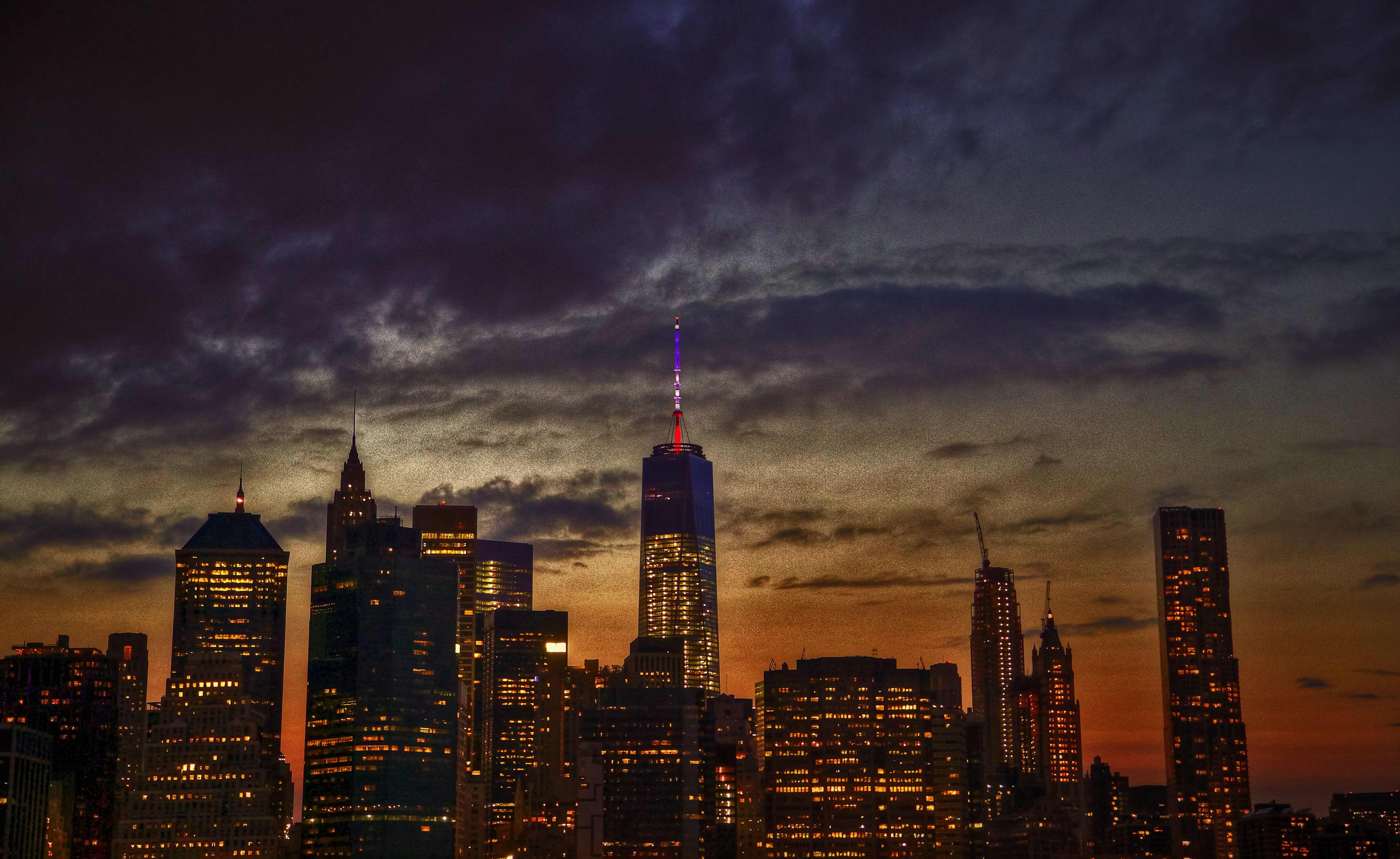the sky, clouds, light, New York, twilight, Manhattan, United States