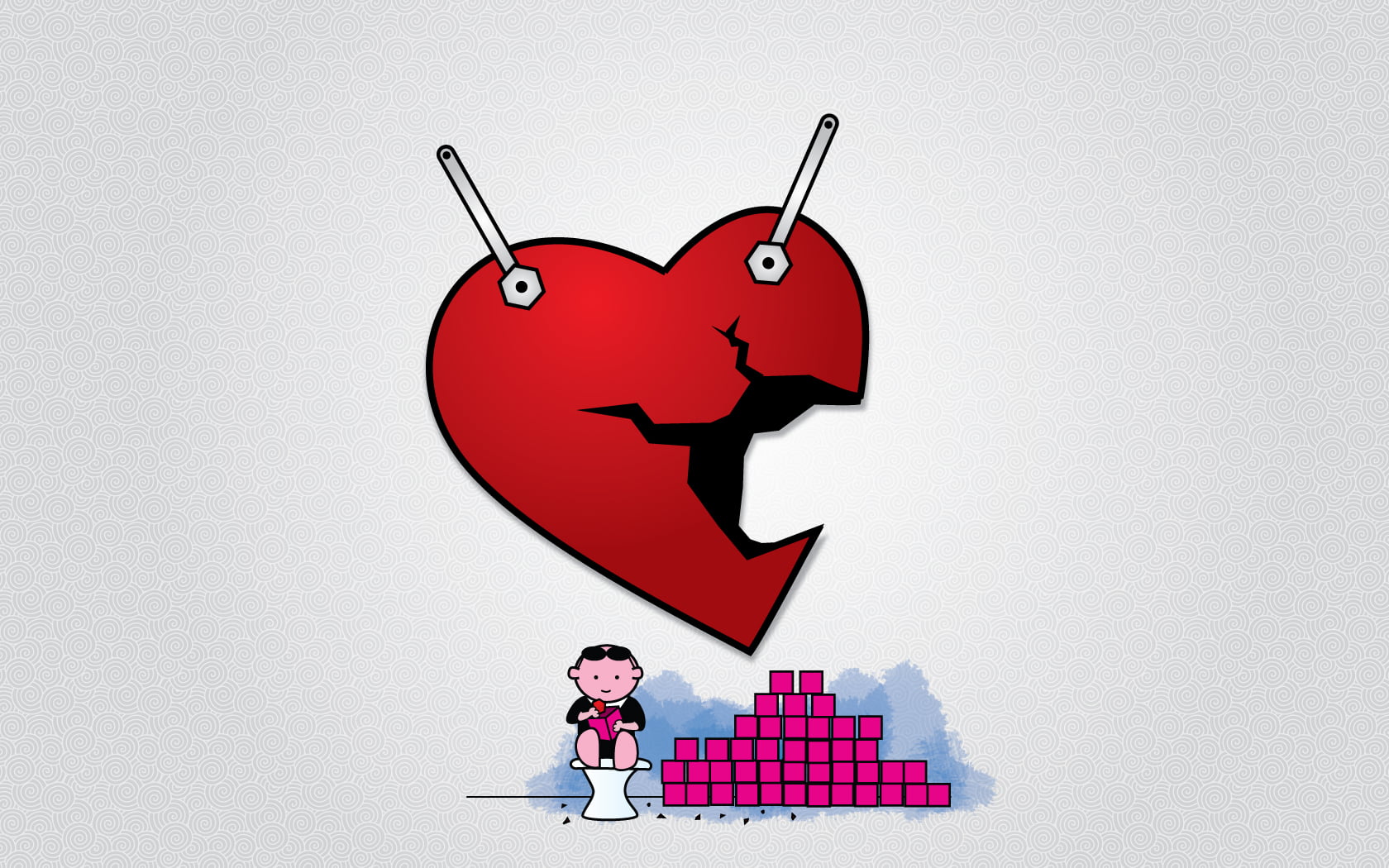 Valentine's Day Heart, red broken heart decor, Festivals / Holidays