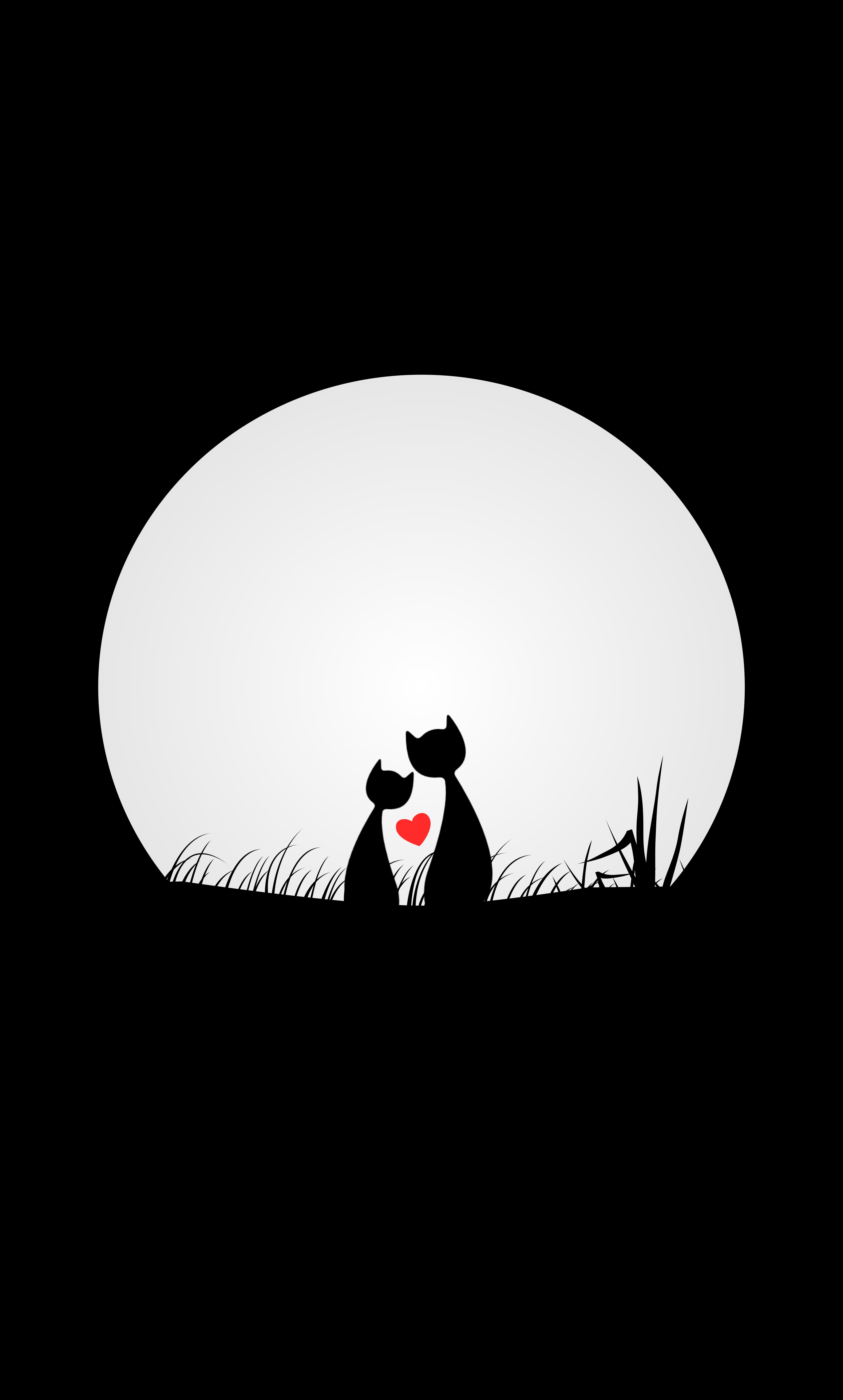 two black cat wallpaper, cats, love, silhouettes, night, moon