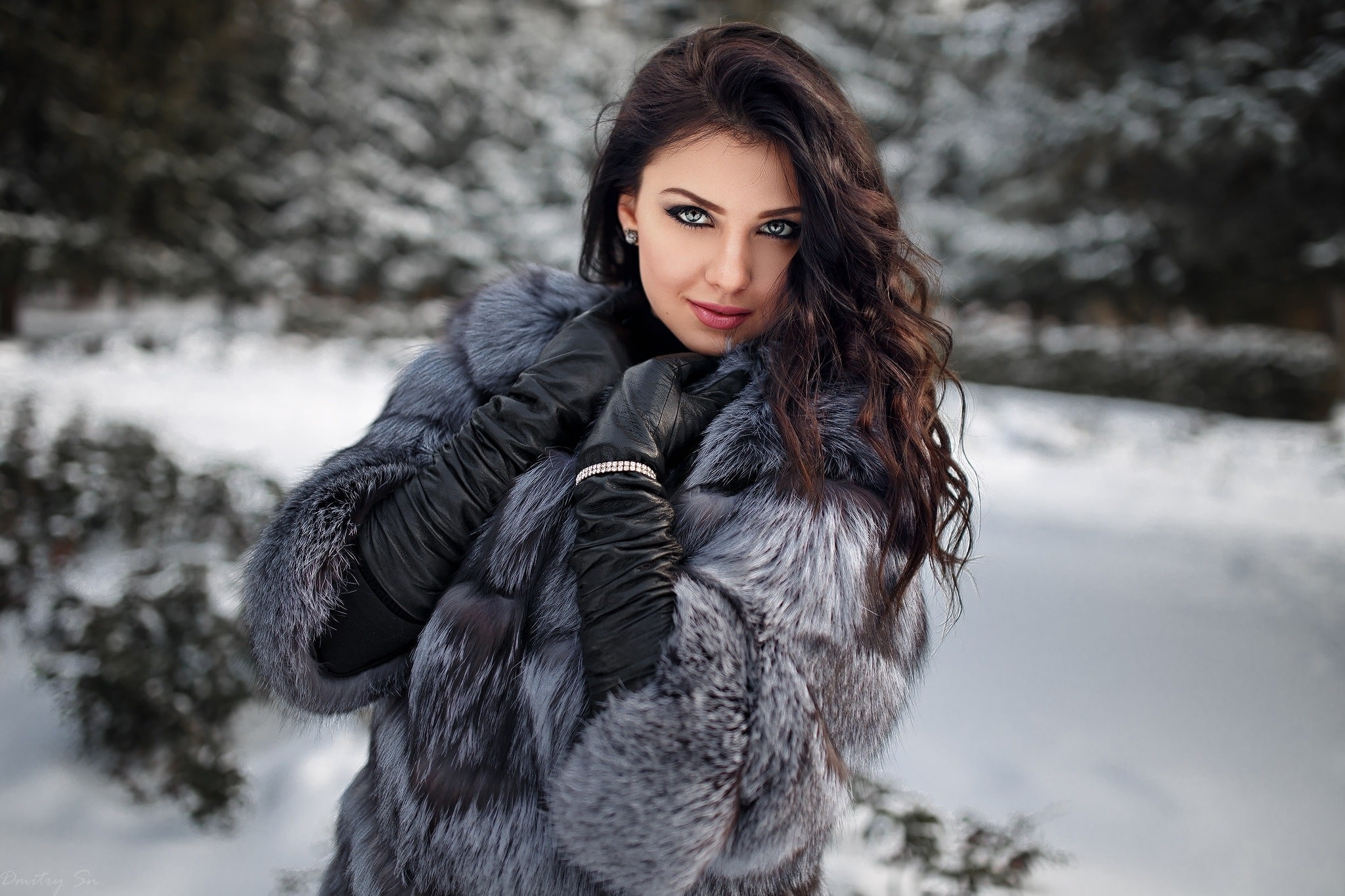 winter, portrait, women, snow, glamour women, fur coats, women outdoors