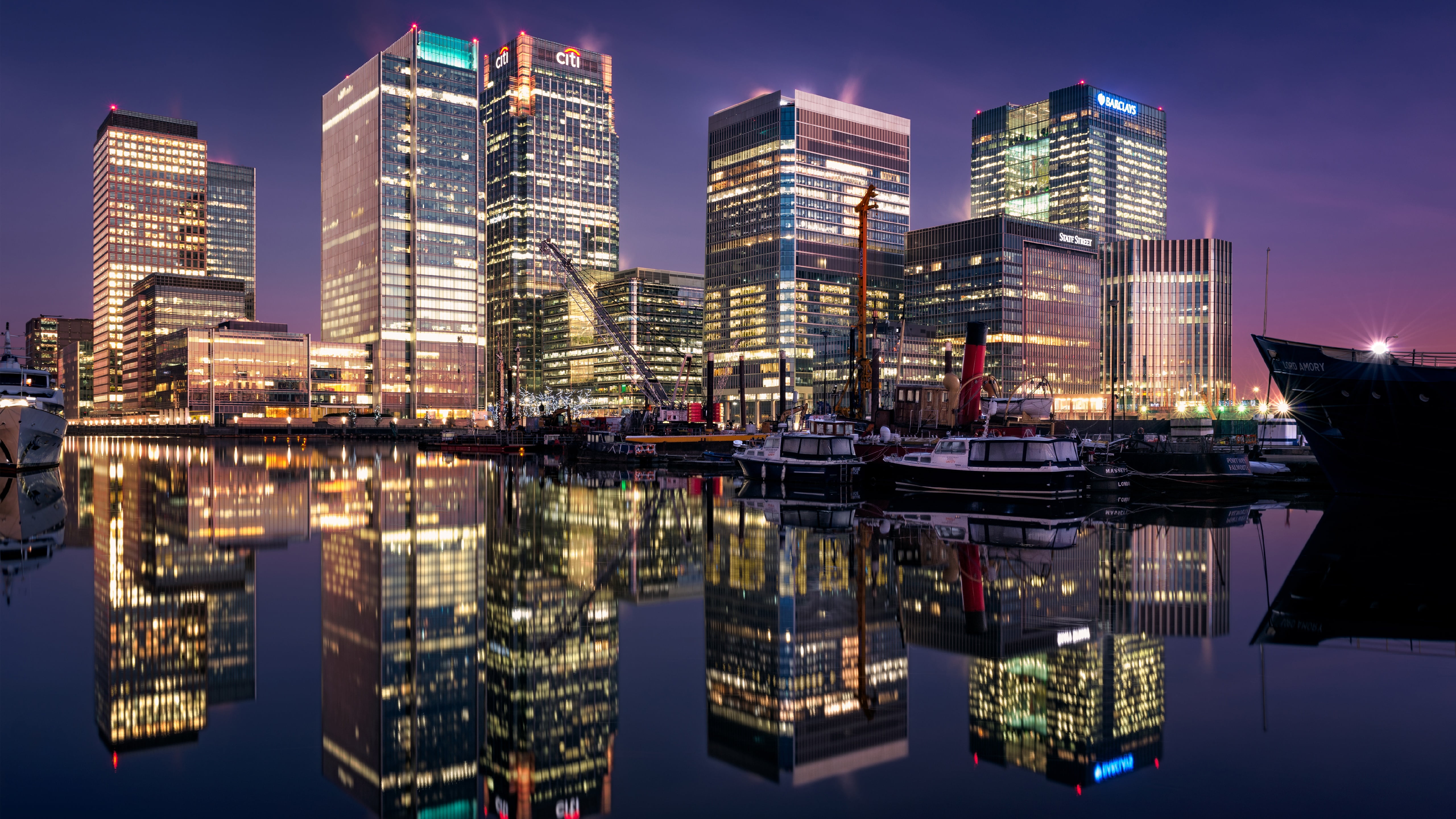 tower block, 5k uhd, reflected, building, city lights, west india dock
