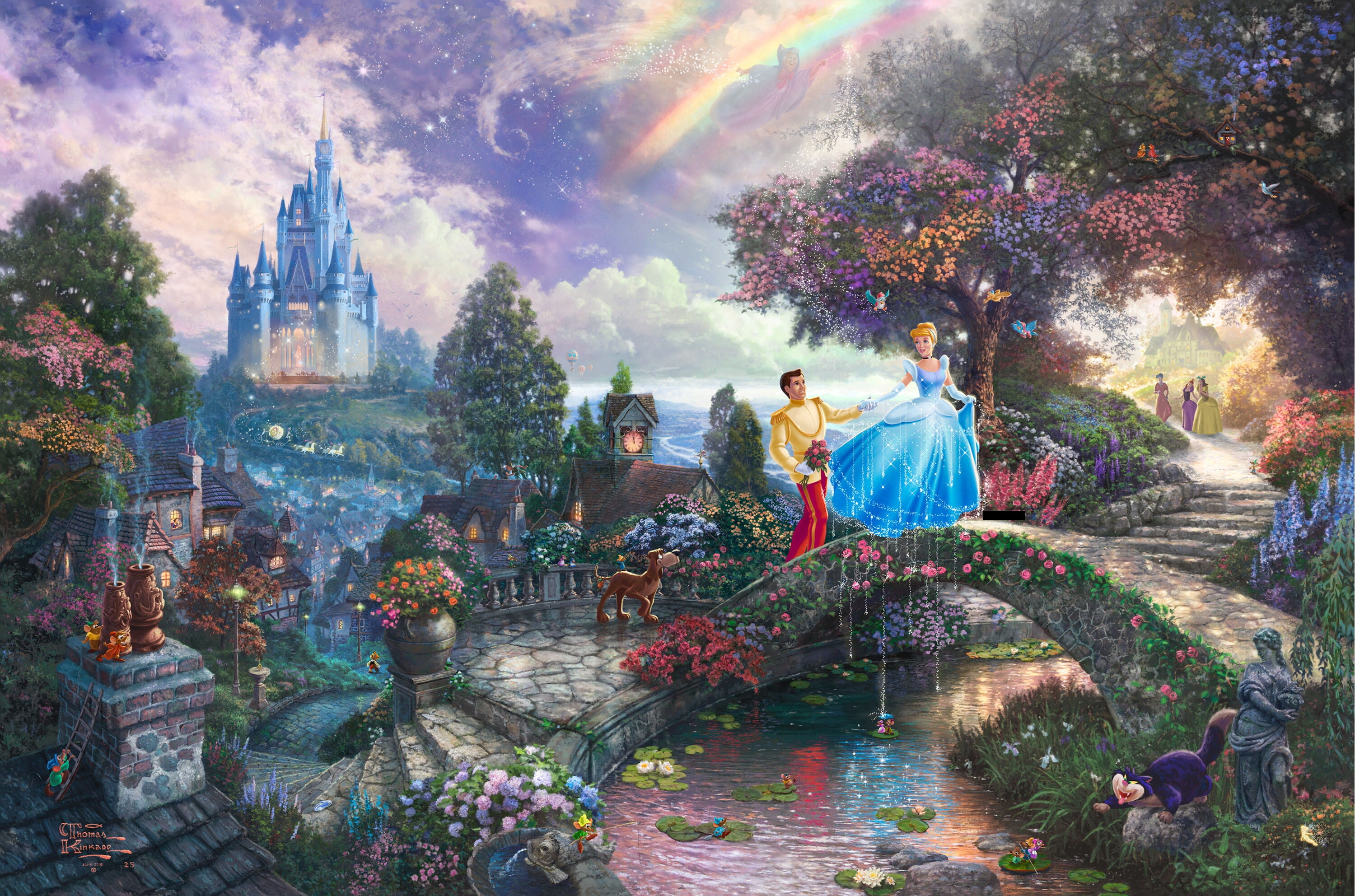 Disney Cinderella clip art, castle, tale, fairy, Prince, painting