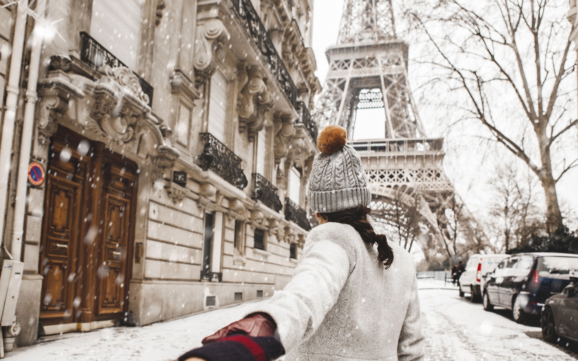 Love, Paris, Winter, France, Snow, Street, Woman, Mood