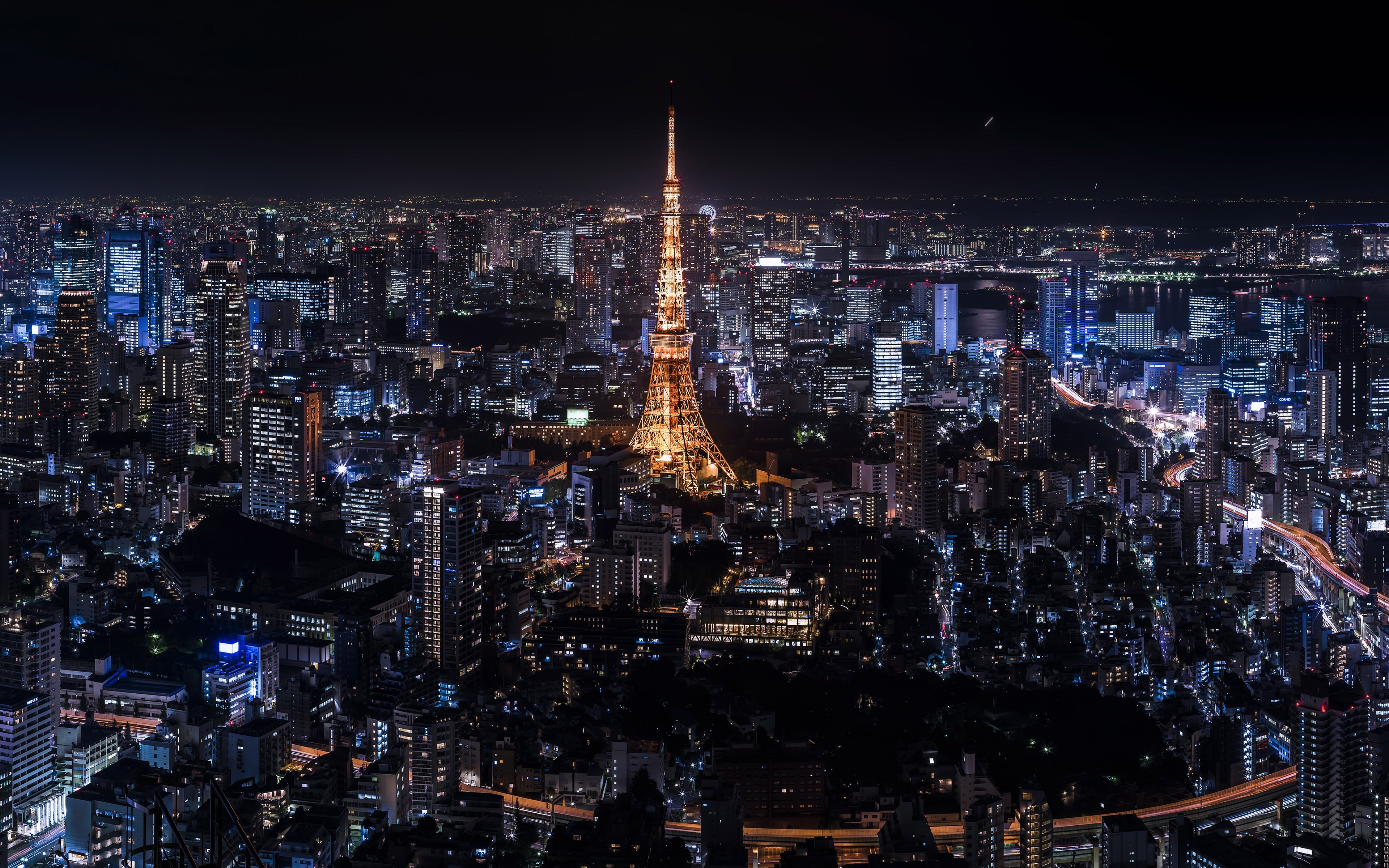 Japan Tokyo landmark tower night 4K HD, Eiffel Tower, Paris France
